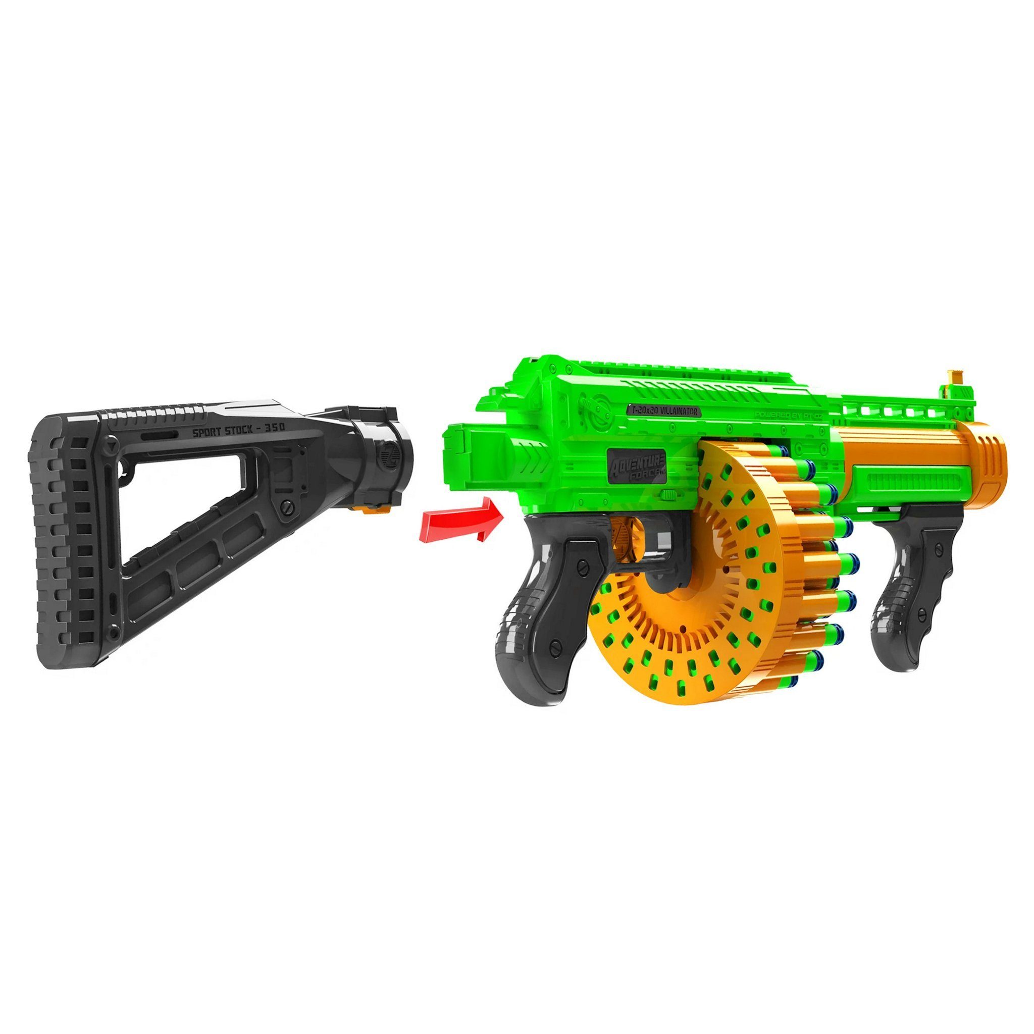 DARTZONE Blaster Dart Zone Villainator - Blaster inkl.40 Darts, Dart Zone Villainator, Pumpblaster mit 40 Darttrommel