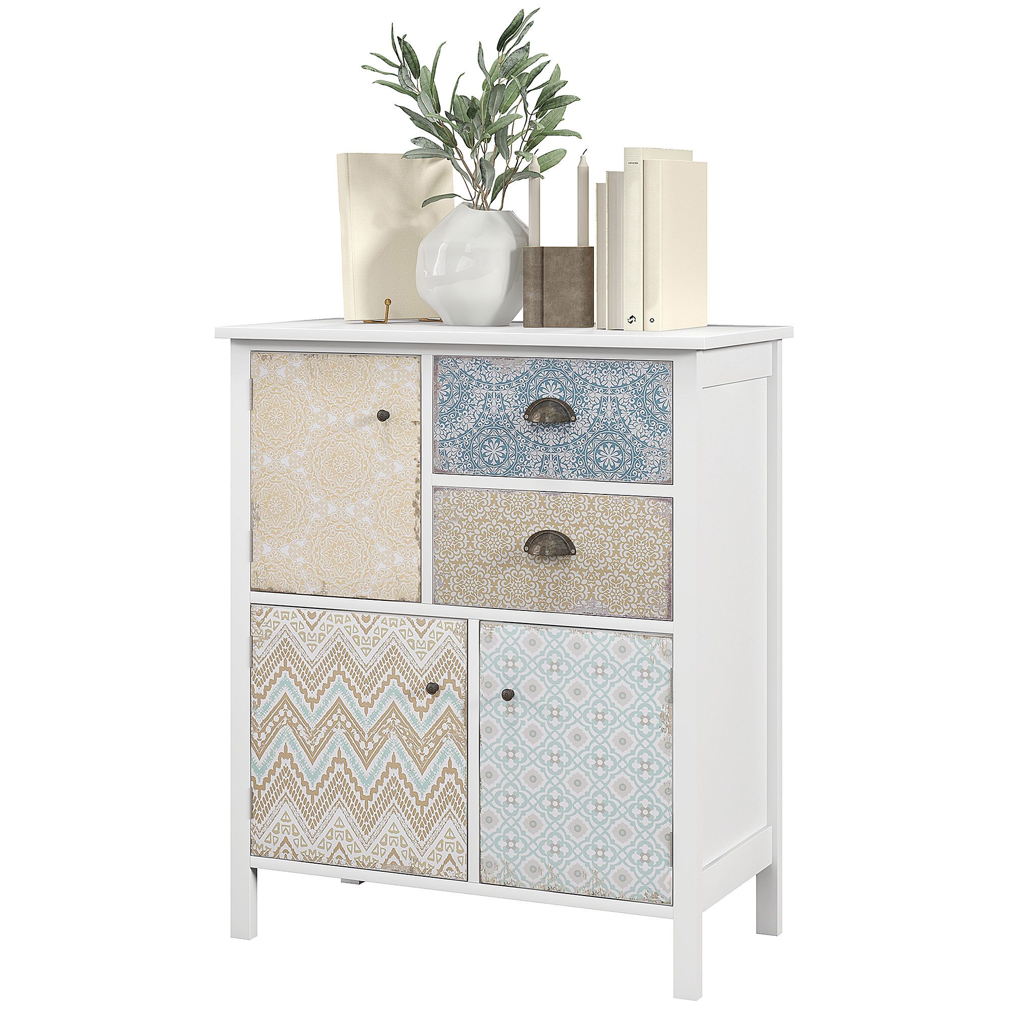 furnicato Kommode Sideboard, Shabby Chic Kommode, 2 Schubladen, 3 Schrankfäch (1 St)