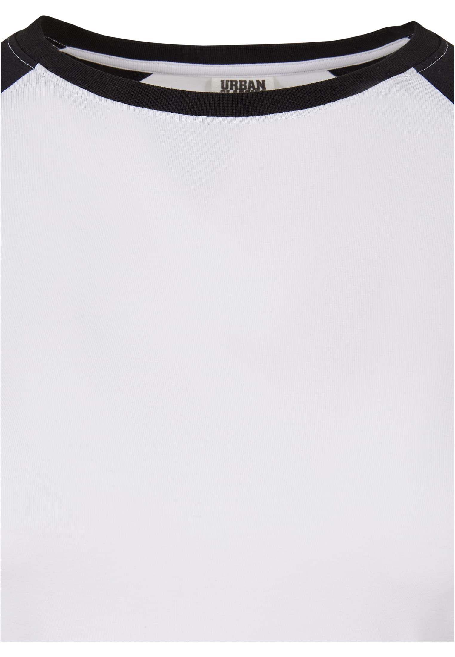 white/black Langarmshirt Longsleeve Ladies Damen Organic CLASSICS URBAN Baseball (1-tlg) Retro Cropped