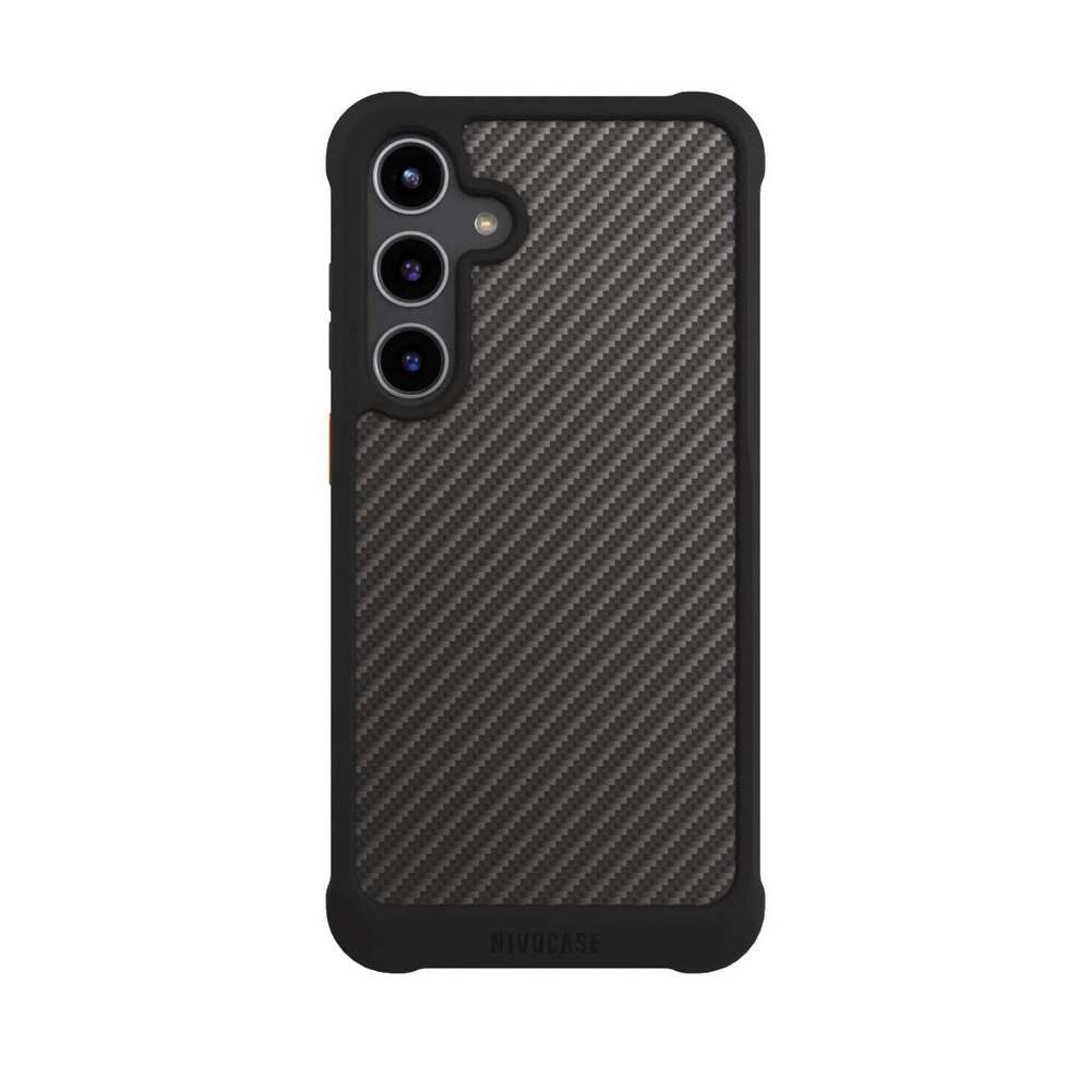 NIVOCASE Handyhülle Metallic Look Muster Carbon Carbon, Samsung Galaxy S24+ Hülle Stoßfeste Handyhülle NIVOmax Case Schwarz