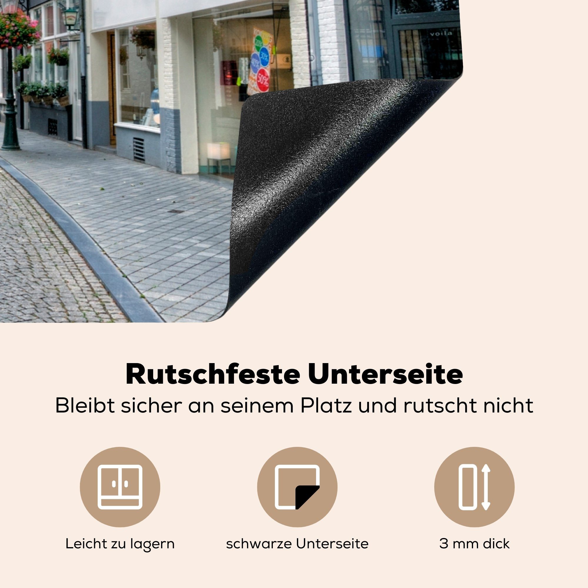 MuchoWow Herdblende-/Abdeckplatte Architektur - Maastricht (1 Schutz Vinyl, cm, Induktionskochfeld Ceranfeldabdeckung die 81x52 für - Weiß, tlg), küche