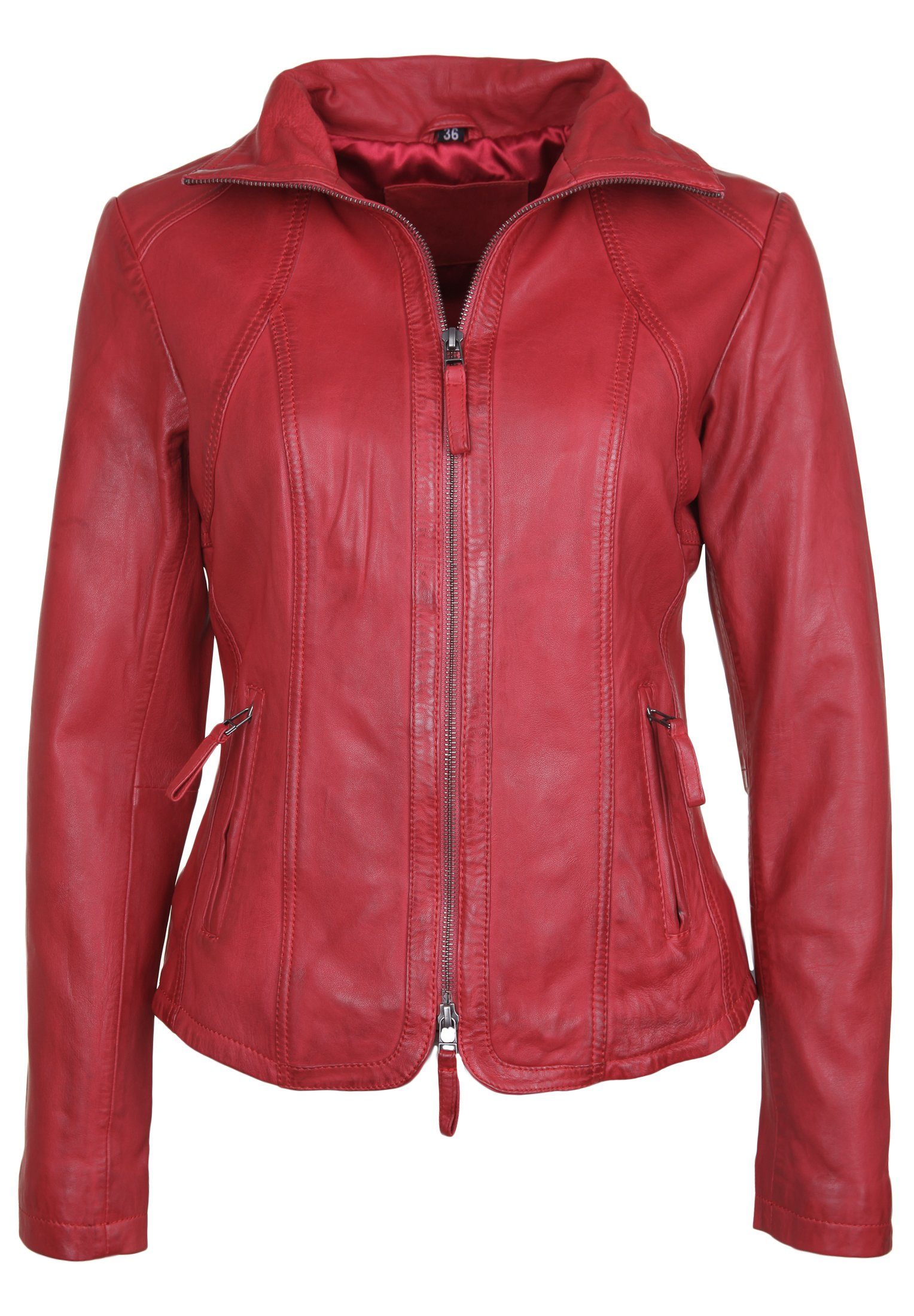 7eleven Lederjacke GRACE mit Ziernähten RED