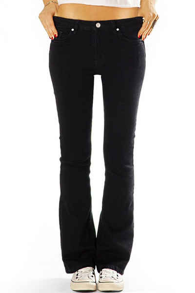 be styled Bootcut-Jeans Damen Basic Boot Cut Schlag Jeans Hose im Medium Waist - j2L-1 5-Pocket-Style, mit Stretch-Anteil, medium waist, bequem, stretchig