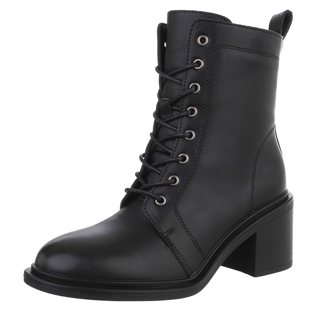 Ital-Design Damen Schnürstiefeletten aus echtem Leder mit Blockabsatz Schnü günstig online kaufen