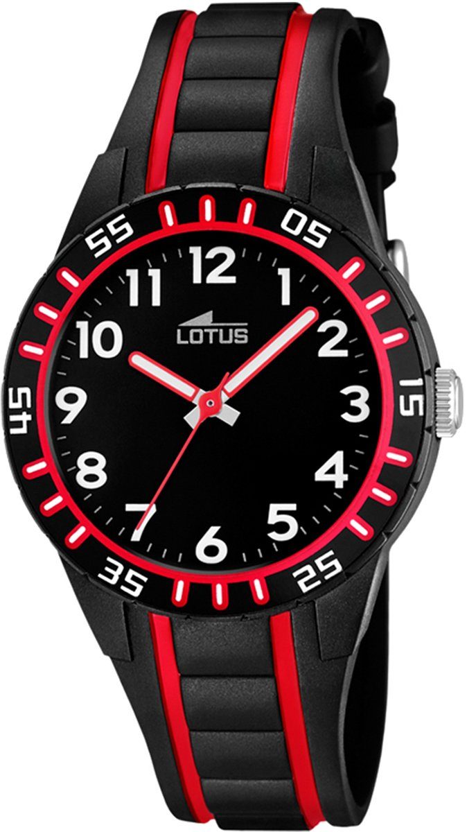 Lotus Jugend Quarzuhr Jugend Uhr schwarz-rot Armbanduhr PURarmband PUR, L18172/5 rund, Lotus Sport