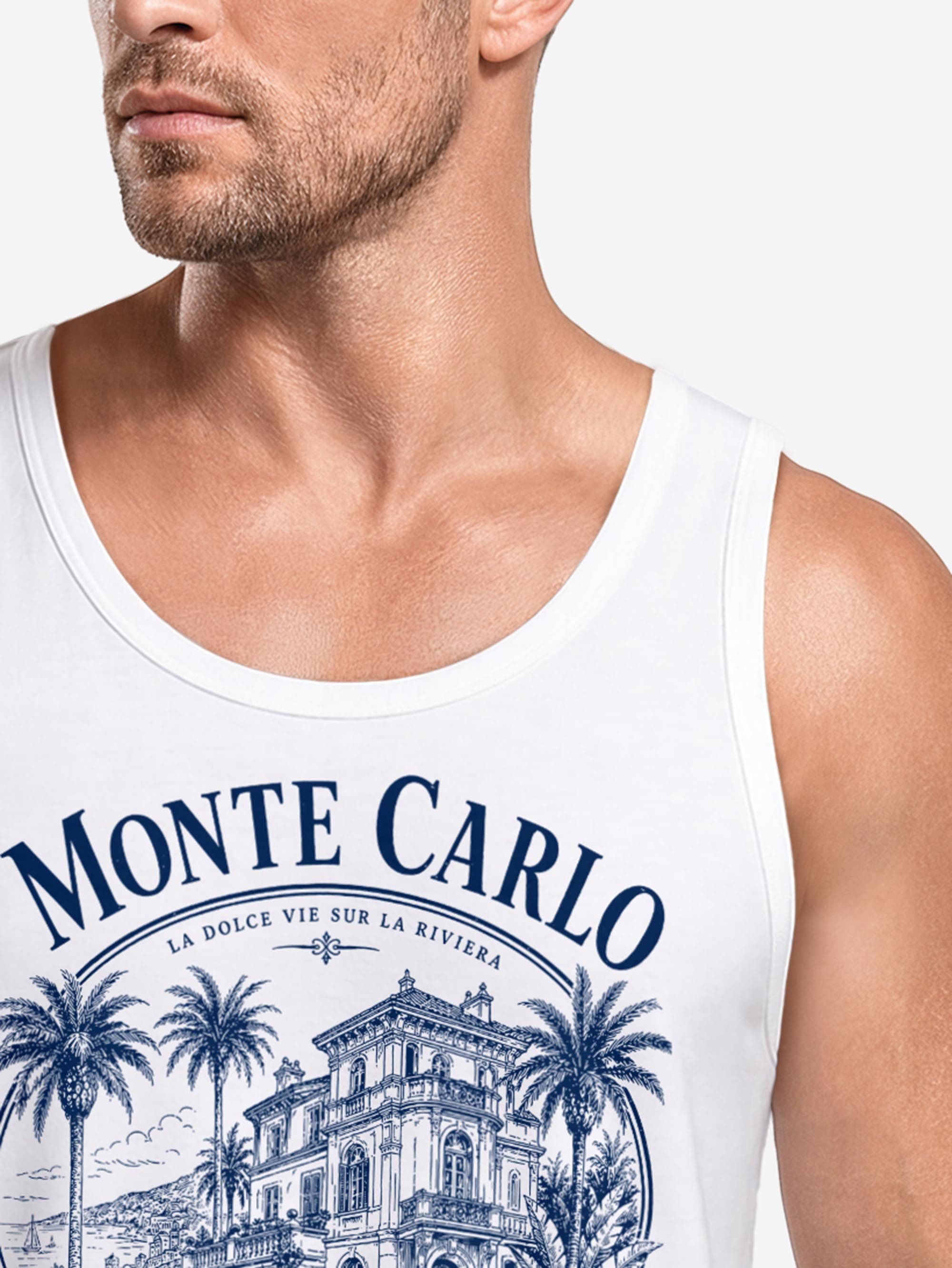 Neverless Tanktop Tanktop Herren mit Grafik-Print - Monte Carlo - Trägershirt Baumwolle mit Print – Bild 4 von 5