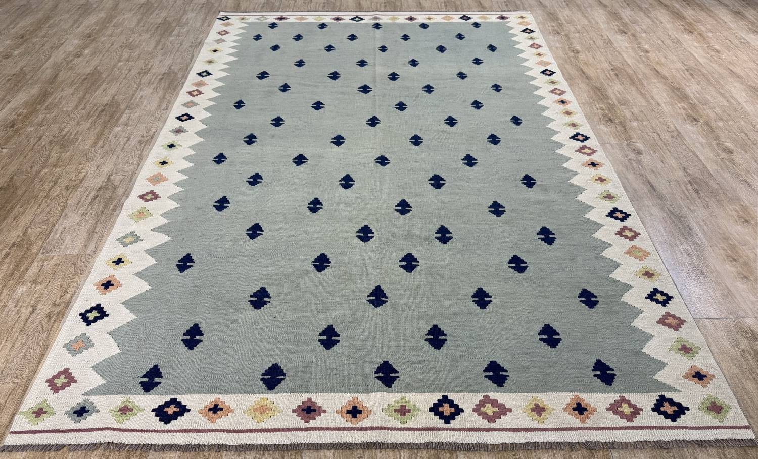 Rug Studios Teppich KELIM ORIGINAL HANDGEARBEITET, Rechteckig, Höhe: 5 mm, Handgefertigt, 189 x 292 cm, Hellgrau