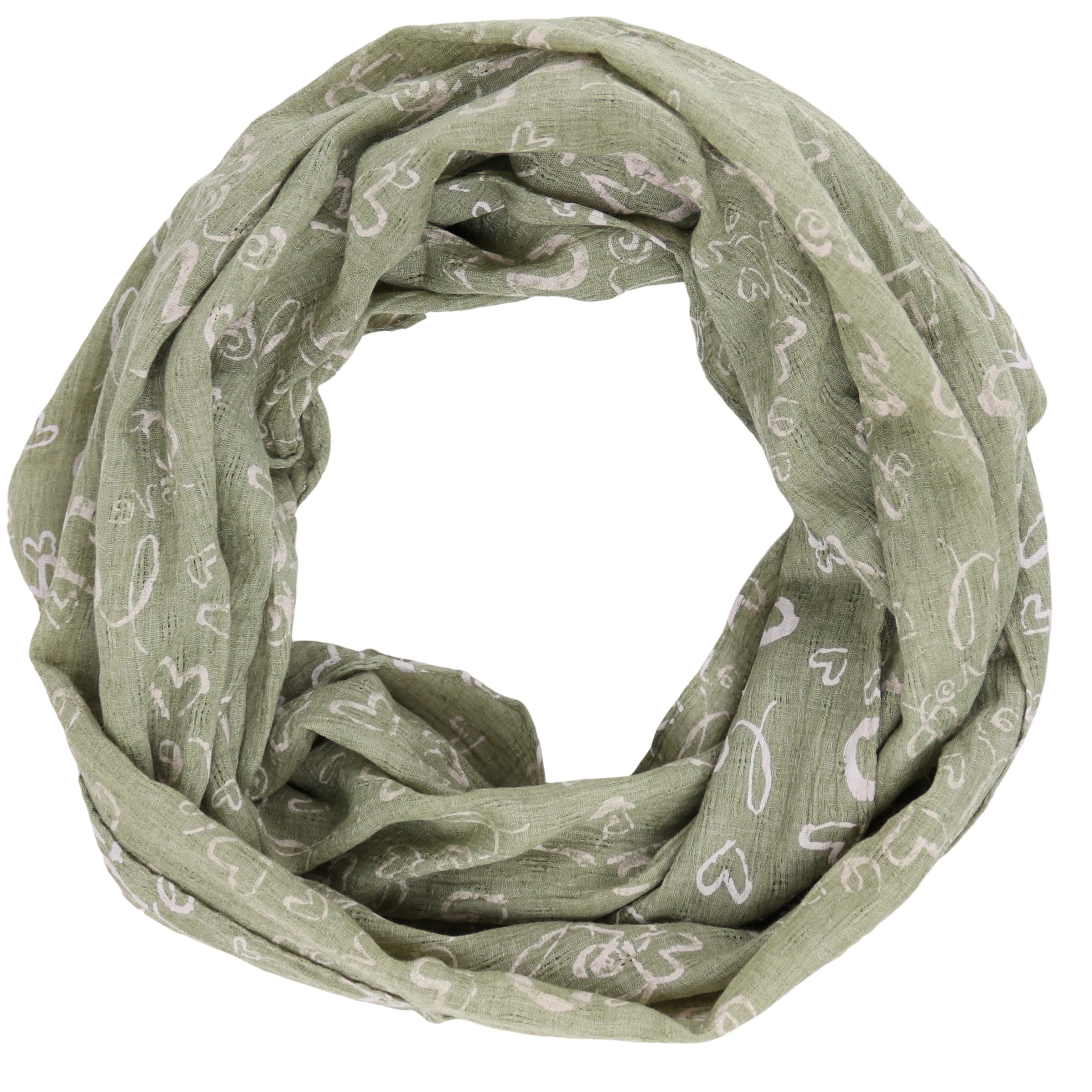 MIRROSI Loop Damen Schal mit Love Herz Muster Weich aus 100% Baumwolle, (ca. 160x44cm Zweimal um den Hals wickelbar, Loop-S), Damen Halstuch Stola ideal für Frühling,Sommer, Herbst