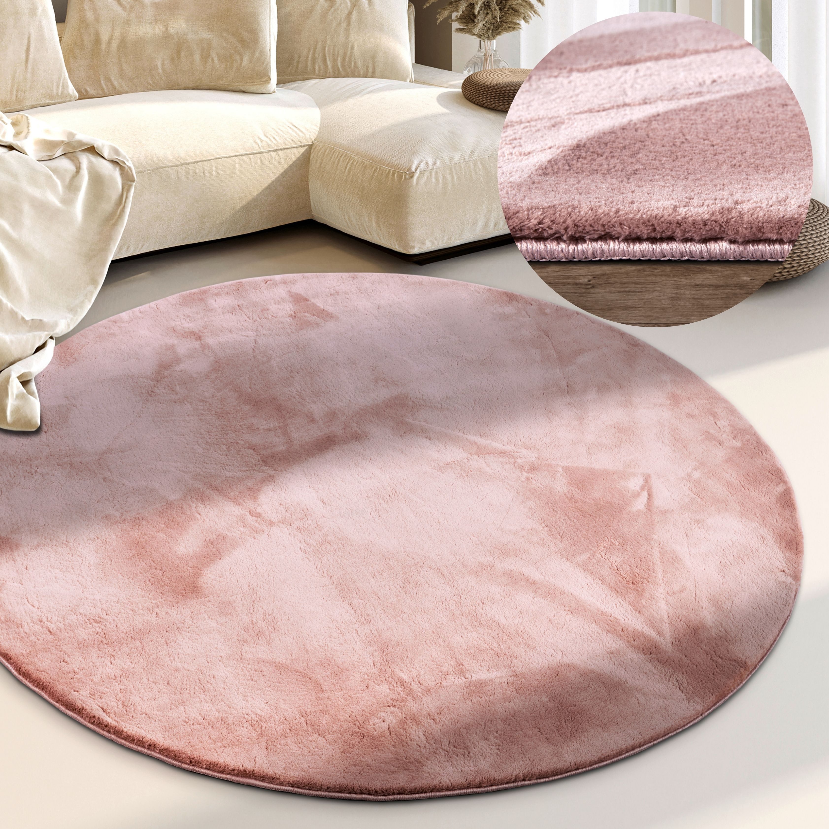 Villeroy & Boch Teppich Leon, rund, Höhe: 15 mm, Langflor, Shaggy, einfarbig, flauschig, weich, glänzend, modern, uni