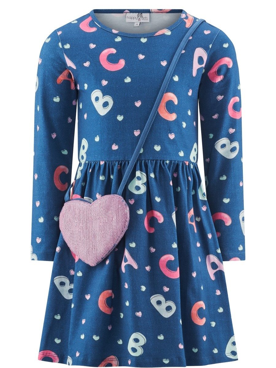 happy girls Jerseykleid Jerseykleid Buchstaben Schulanfang (1-tlg) mit Herztasche