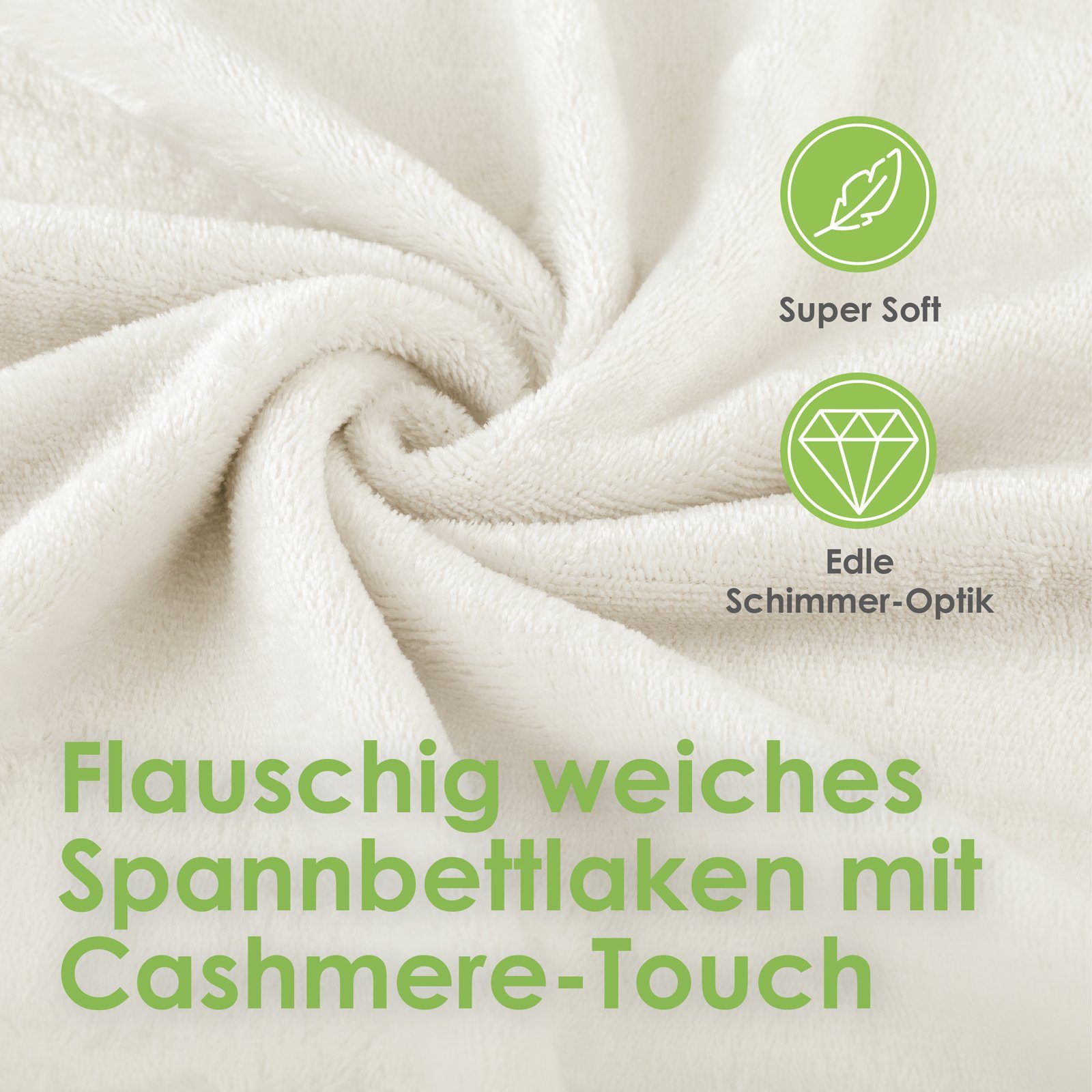 I Rundum-Gummizug Matratzenhöhe rundum, I Microfaser, heimtexland, bis Spannbetttuch Creme cm Soft Bettlaken, I Gummizug: 25 Cashmere Super Spannbettlaken Touch weich kuschelig