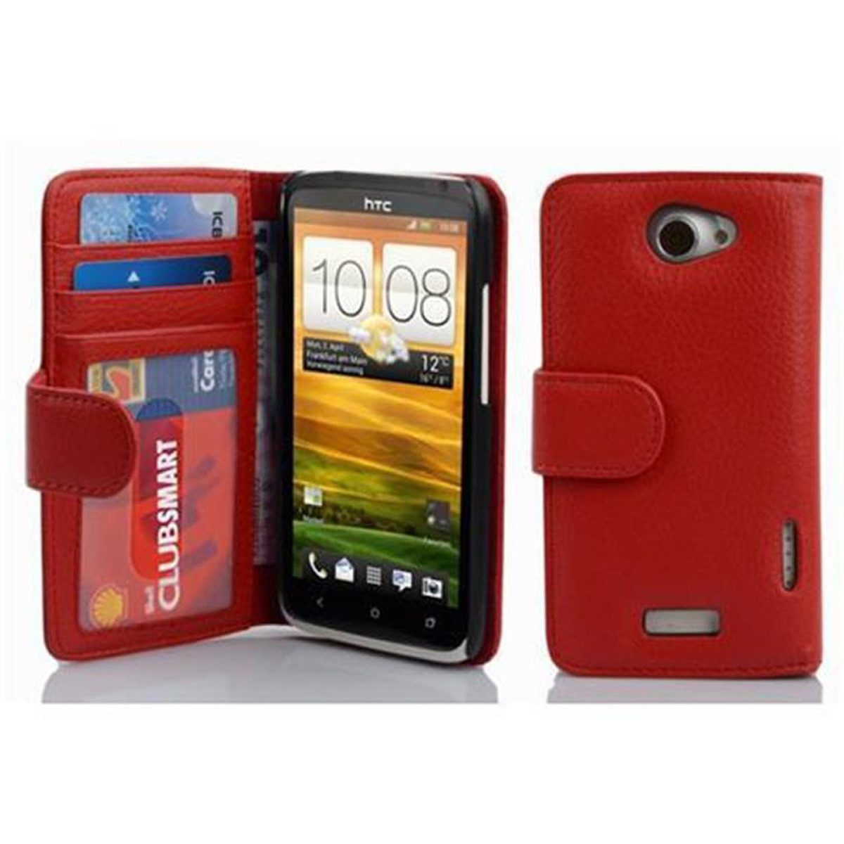 Cadorabo Hülle Für HTC Desire 12 – Flip Cover Aus Kunstleder, Magnetisch, Mit Standfunktion & Kartenfach (rot)