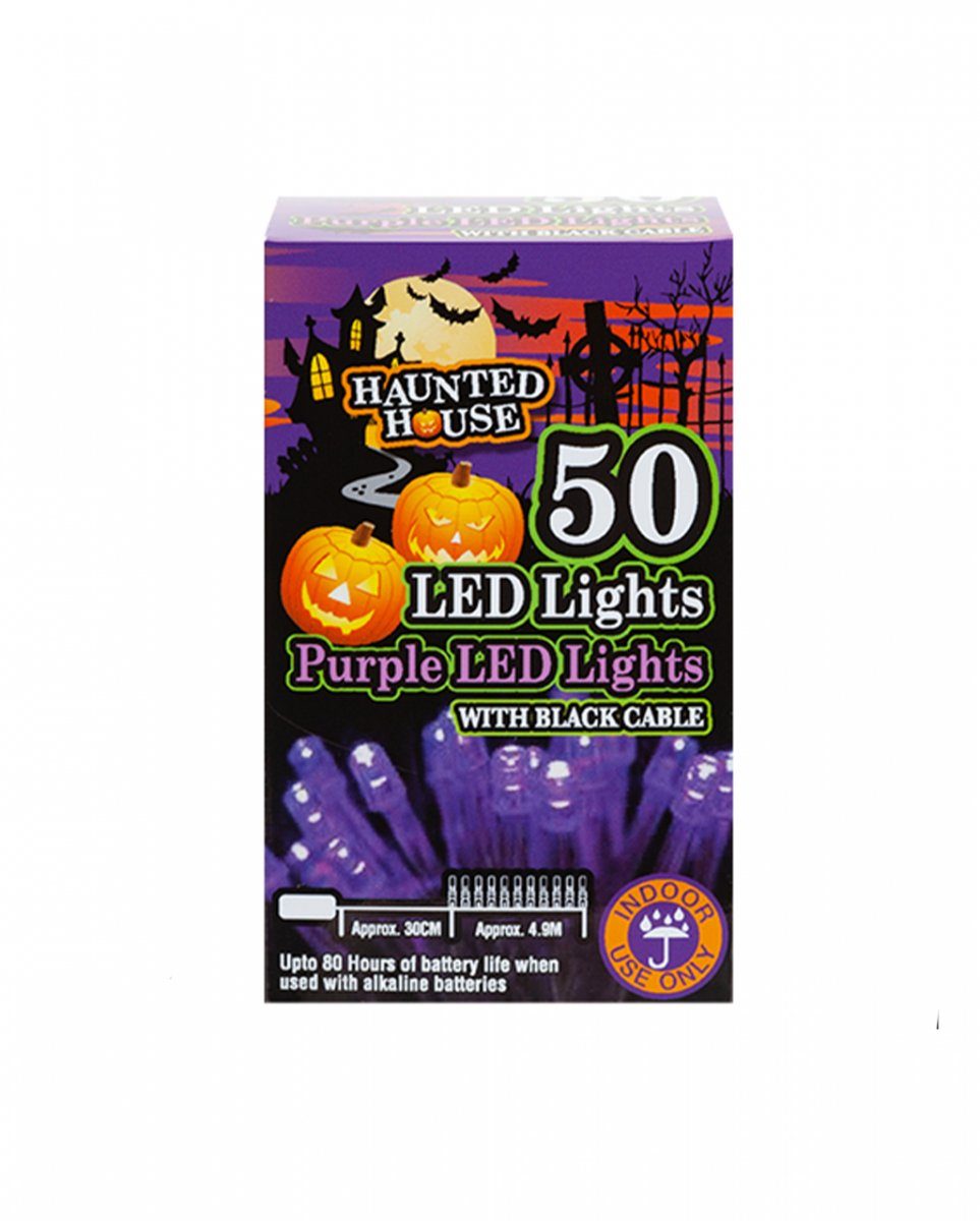 Horror-Shop Dekofigur Lila Halloween Lichterkette mit 5m 50 LEDs