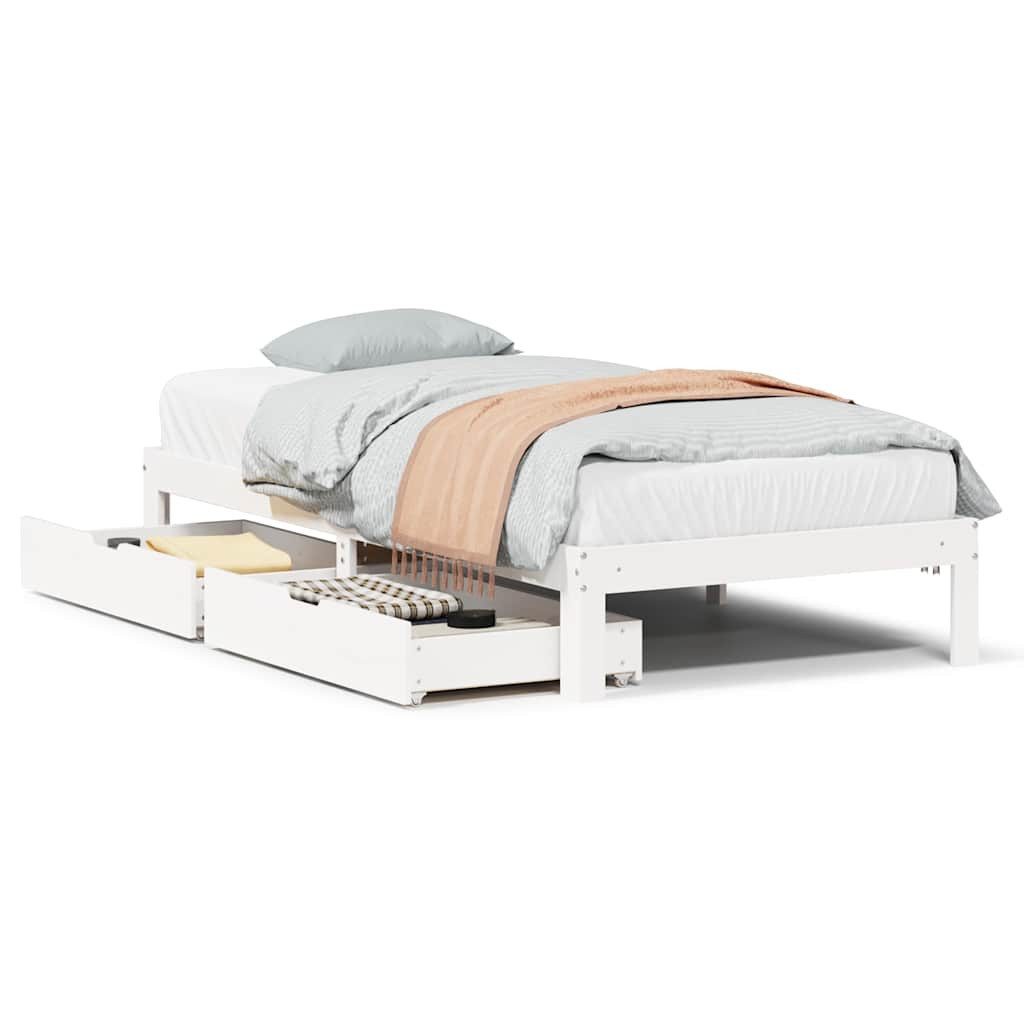 vidaXL Bett Massivholzbett mit Schubladen Weiß günstig online kaufen