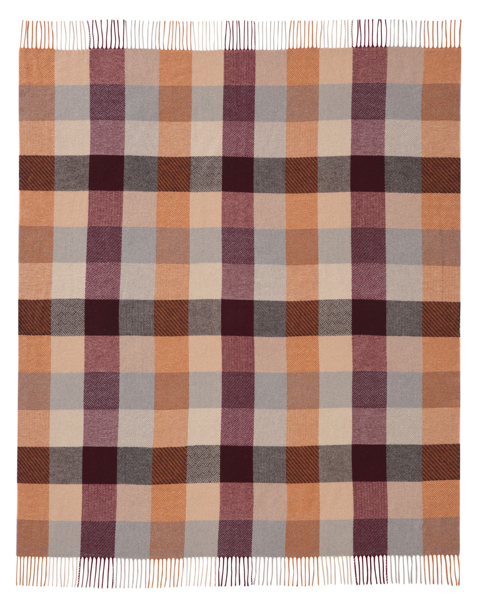 Plaid Shades mit hochwertigen Fransen, Biederlack, filigrane Strukturoptik