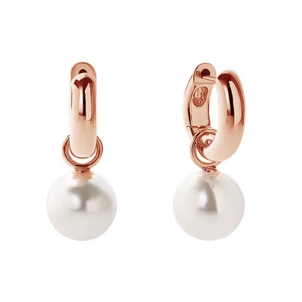 ROUGEMONT Сережки з бісеру Elegante Damen Perlen Сережки Trend Сережки-кільця 925 Silber 18K Gold, Echtschmuck
