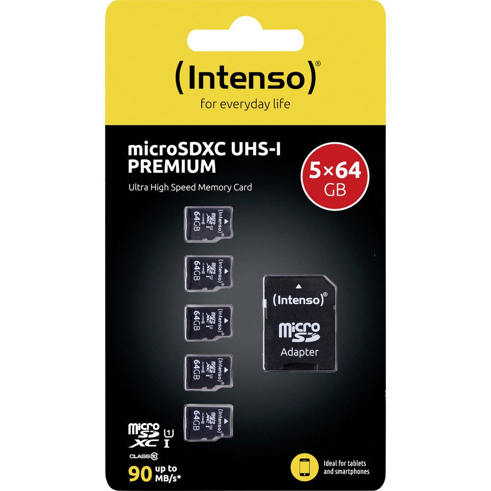 Intenso Intenso Premium 5er Pack (5 x 64 GB) microSDXC-Karte 64 GB Class 10 U Speicherkarte