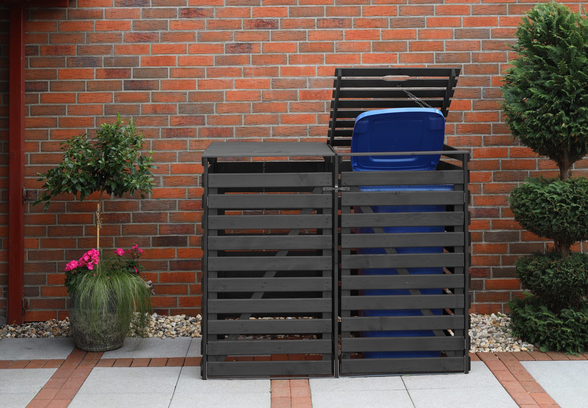 promadino Mülltonnenbox Vario V, für 2 x 240 l, anthrazit