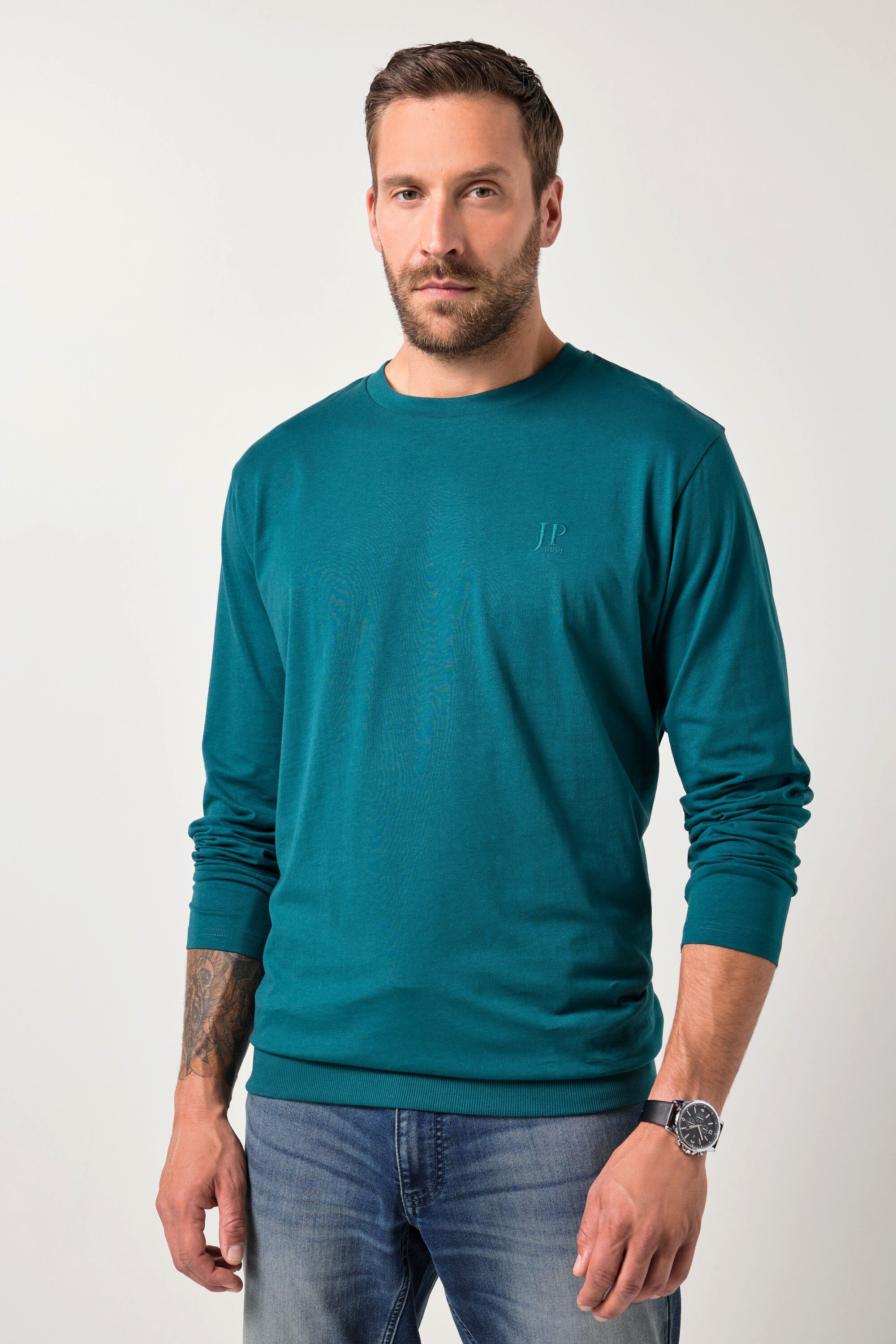 JP1880 T-Shirt Langarmshirt Bauchfit Basic Rundhals