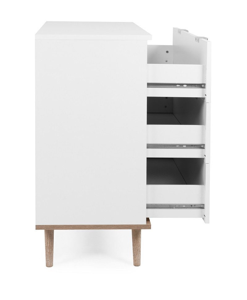 Finori Sideboard Kommode 1 Oslo, Skandinavisch, weiß / Sonoma Eiche