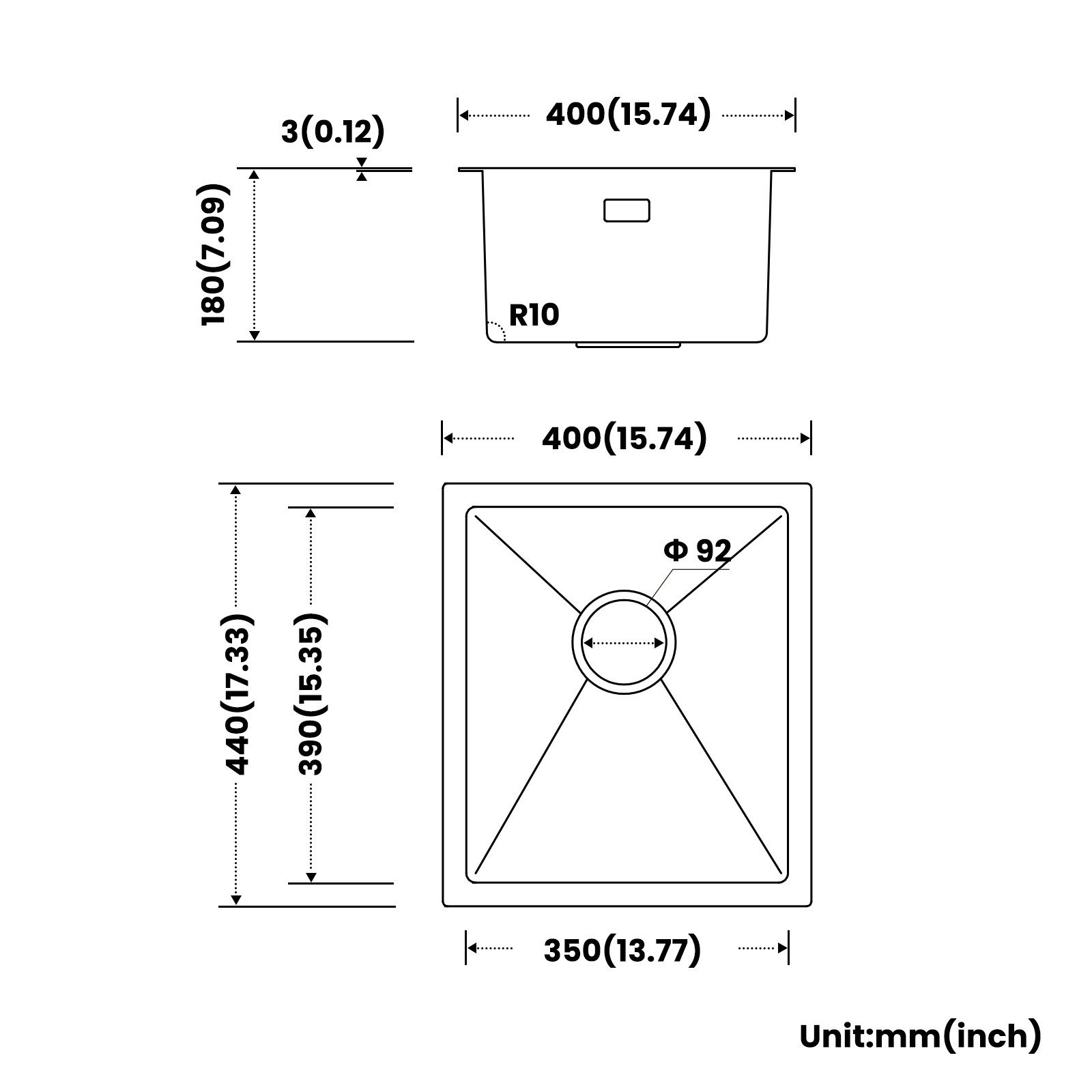 CECIPA MAX Edelstahlspüle 40×44CM Unterbau-Küchenspüle Einbauspüle, günstig online kaufen