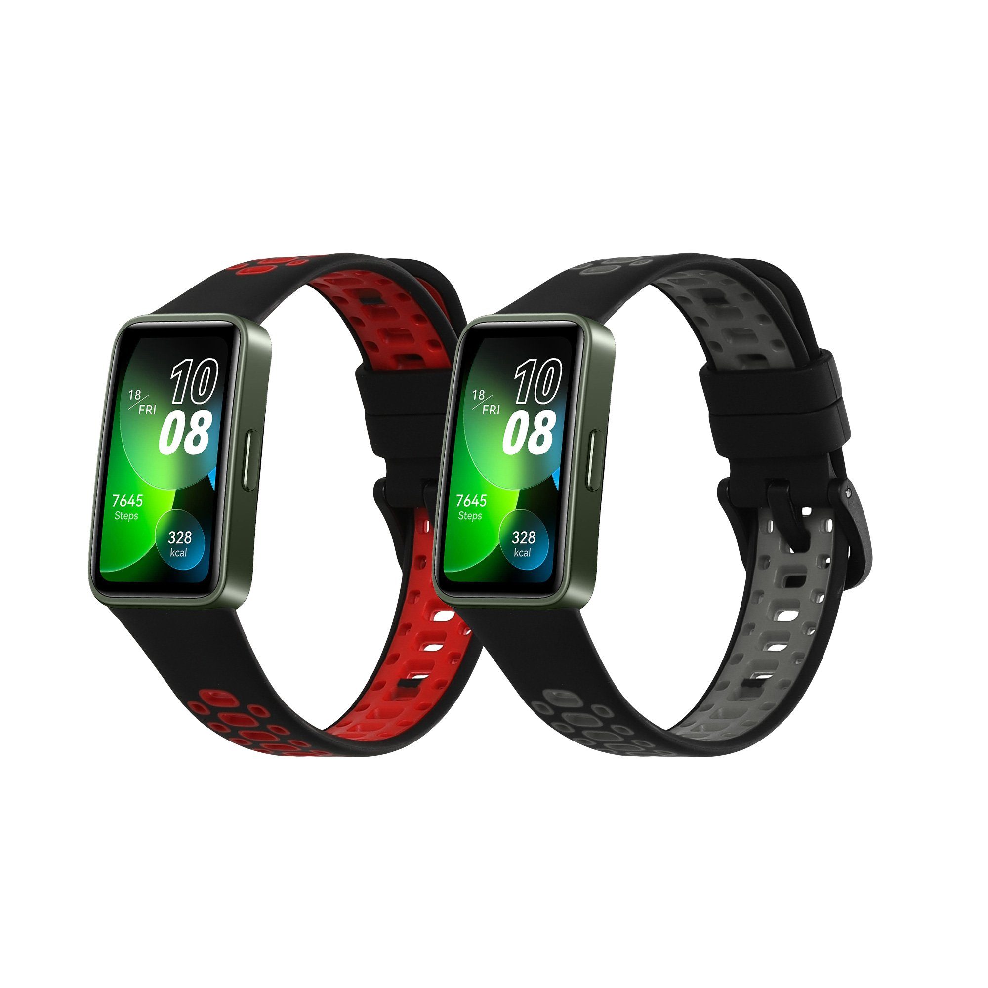 kwmobile 2x Uhrenarmband für Huawei Band 10 / 9 / 8 Armband Smartwatch, 2-tlg., Fitnesstracker Band Set aus TPU Silikon - Ersatzarmband Smartwatch