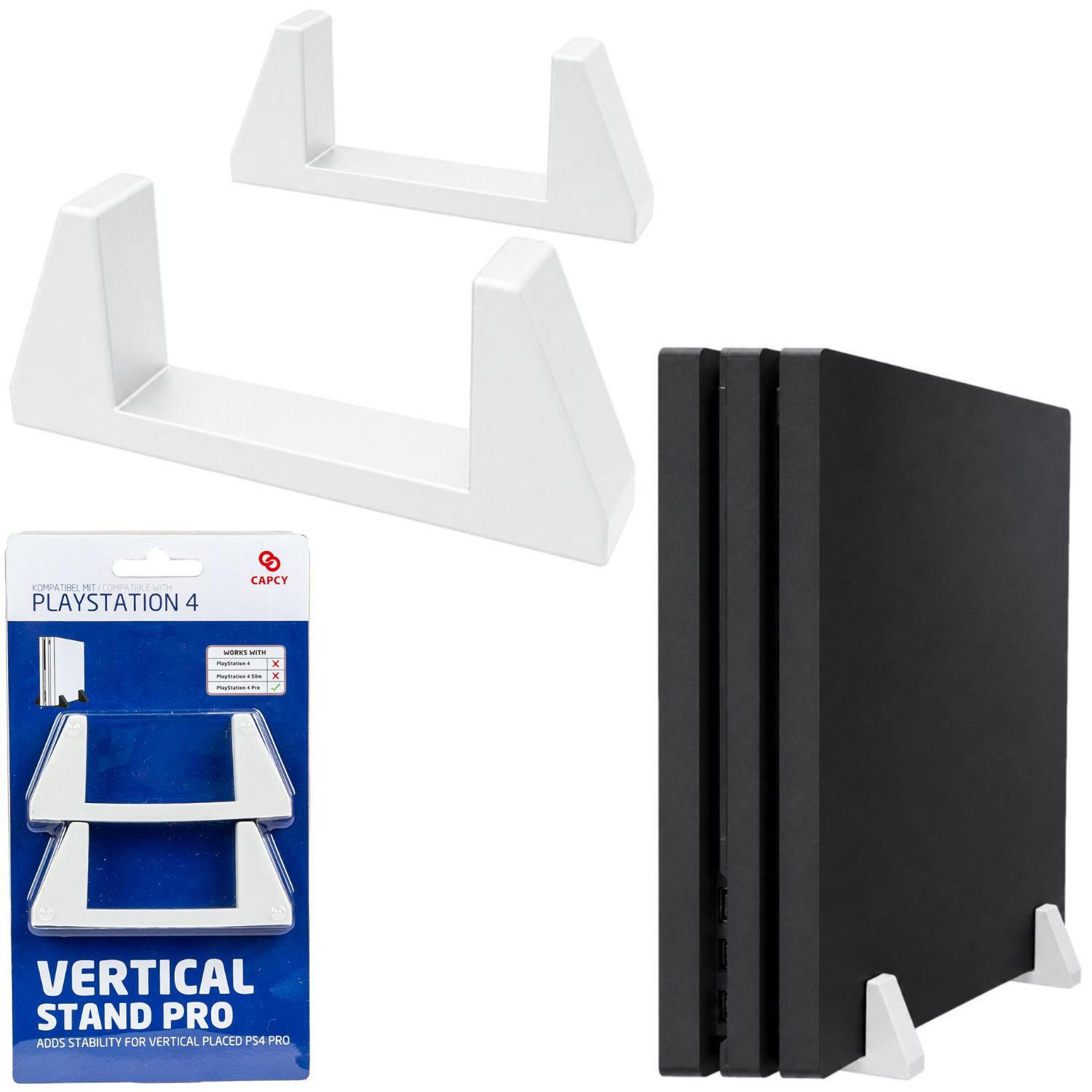 Capcy Konsolen-Standfuß Vertical Stand Ständer für Sony PS4 Pro Konsole, (Set, 2x Ständer, Vertikal Halterung Standfuß Halter Dock Kühlung für PlayStation 4 Pro)