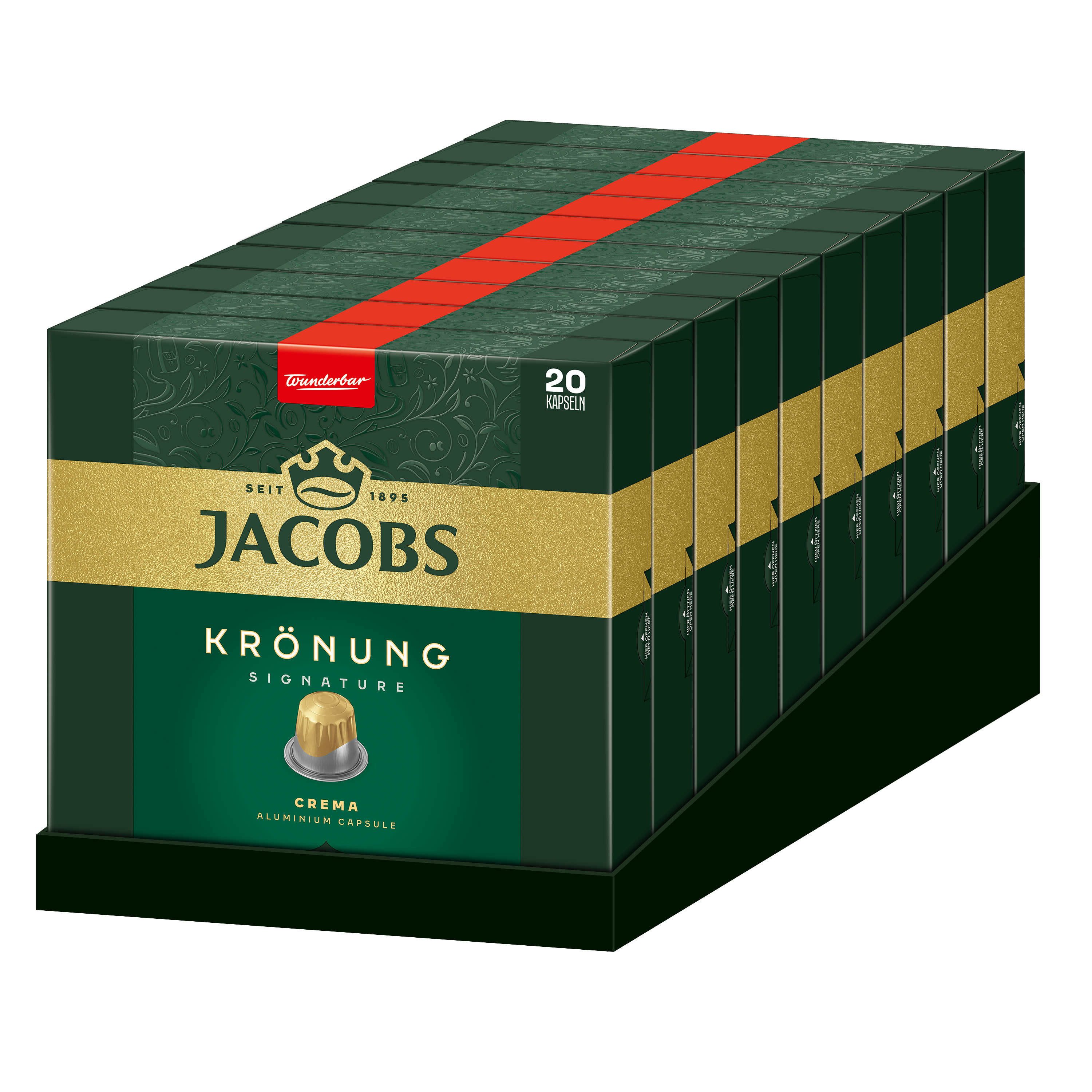 JACOBS Kaffee Kapseln Krönung Crema 200 Nespresso®* kompatibel 10 x 20, (Packung, 10er Pack)