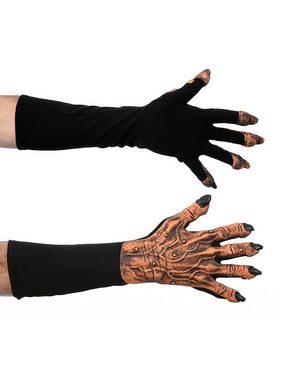 Zagone Studios Kostüm Kürbiskönig Klauen, Handschuhe mit Latexapplikationen für Aliens und Jack o'Lantern
