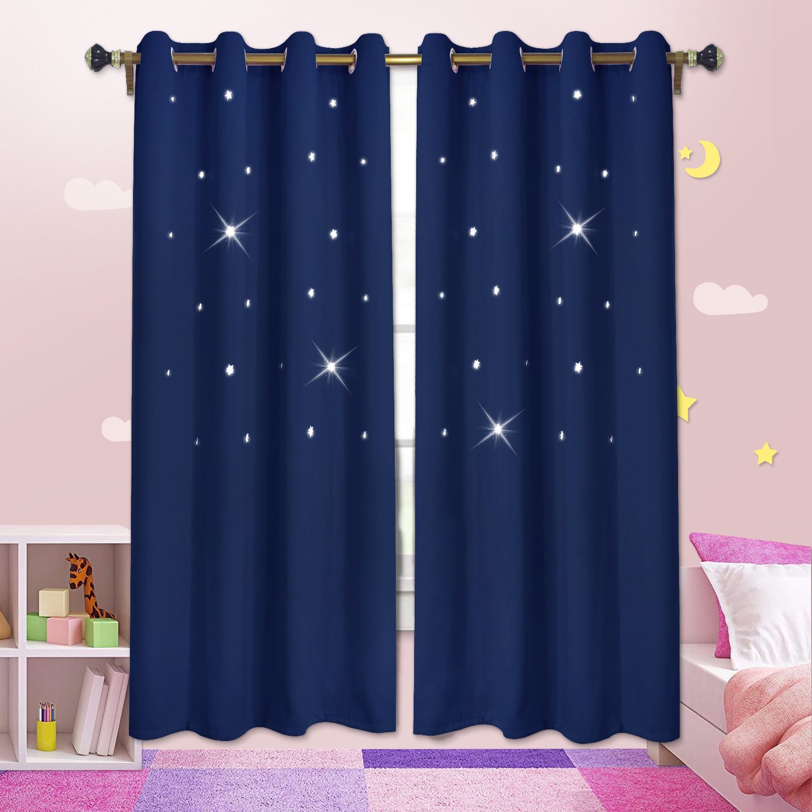 Rosnek Vorhang Sterne Vorhang Kinderzimmer Gardinen, Verdunklungs BLICKDICH günstig online kaufen
