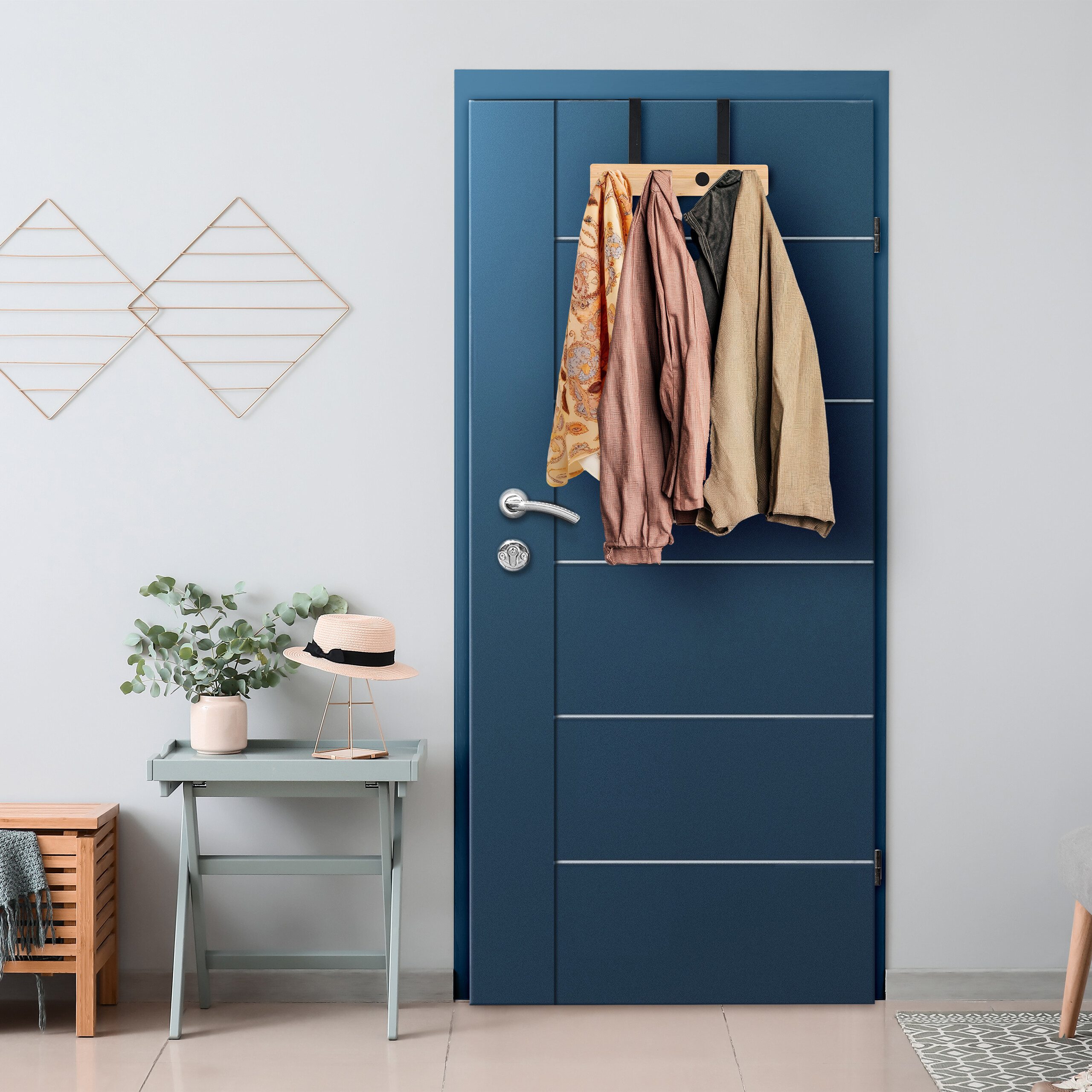 relaxdays Türgarderobe mit 4 Hake, Türen, schwarz günstig online kaufen