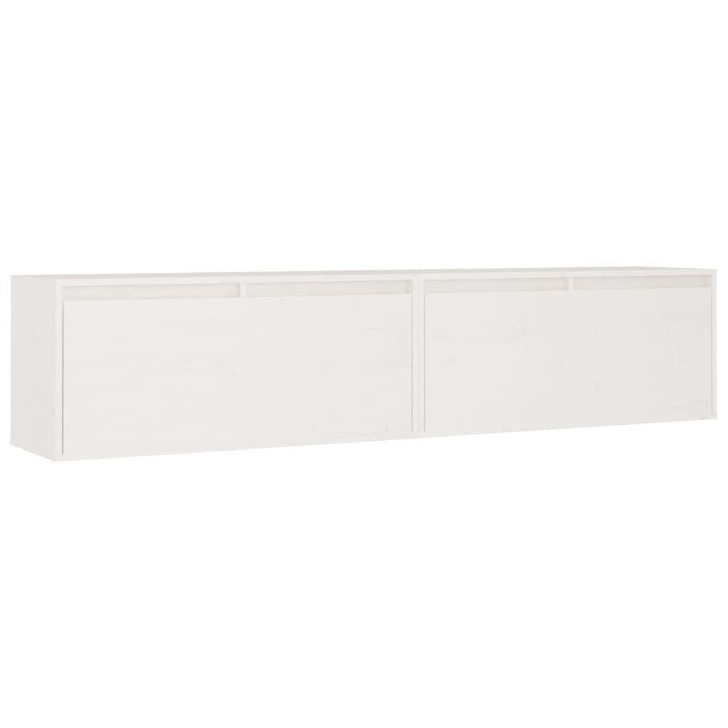 vidaXL Hängeschrank NA Hängeschrank Wandschränke 2 Stk Weiß 80x30x35 cm Massivholz Kiefer