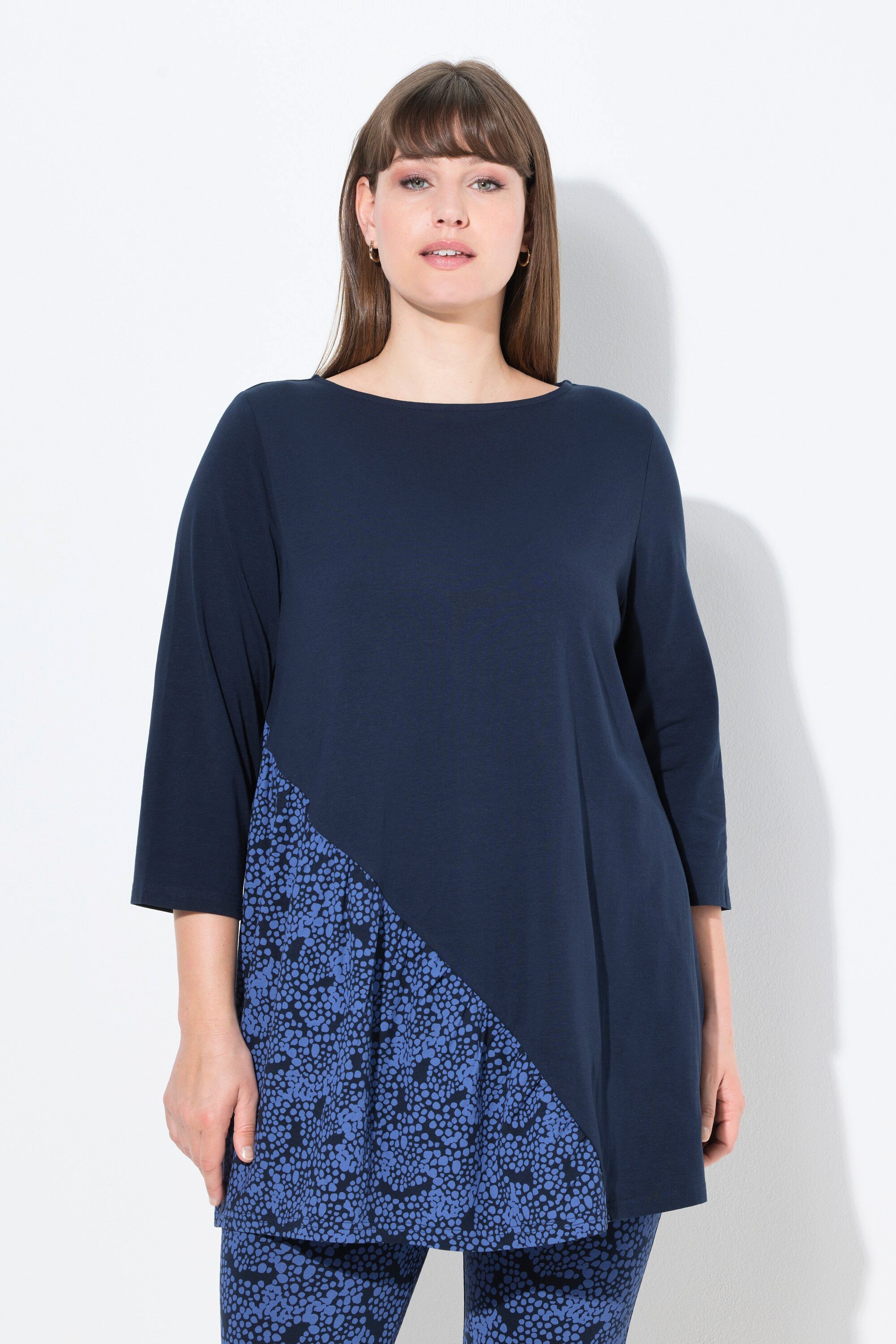 Ulla Popken Longshirt T-Shirt A-Linie U-Boot-Ausschnitt günstig online kaufen