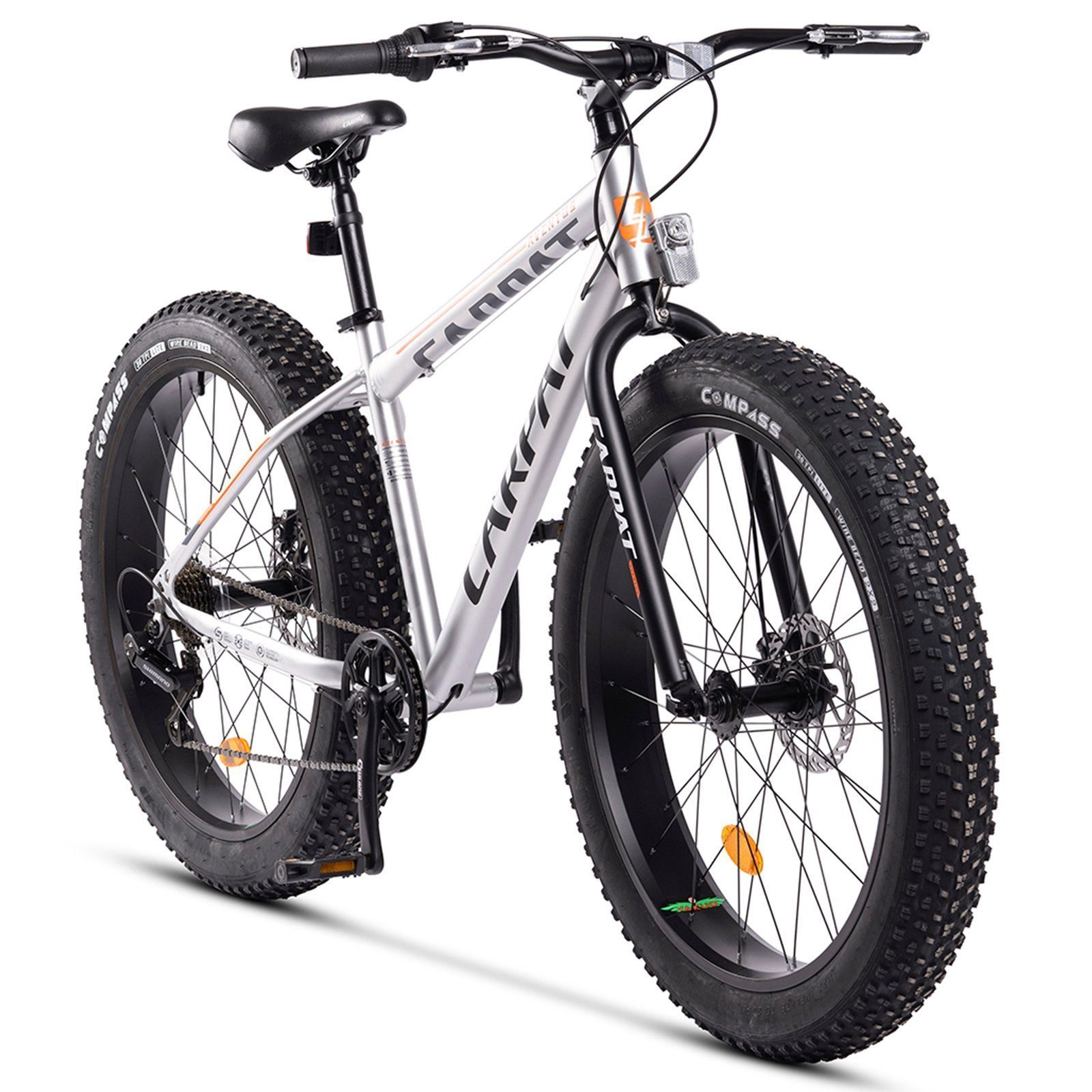 CARPAT SPORT Fatbike 26 Zoll Fat Tire 4.0 Hardtail MTB für Herren Damen und Jungen, 7 Gang Shimano, Kettenschaltung, Alu-Rahmen Fahrrad, Fat Bike Mountainbike