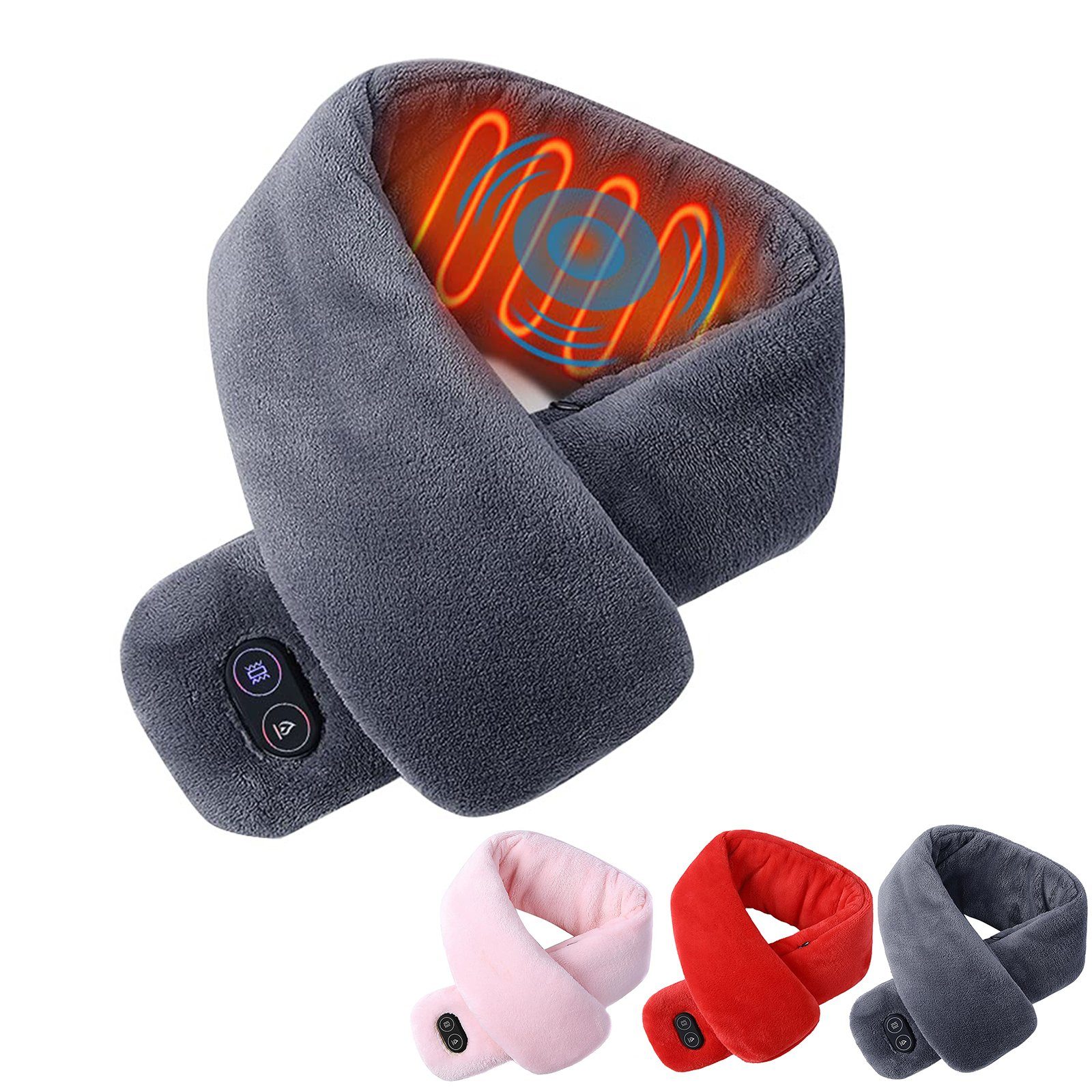 BTTO Nackenhörnchen USB Beheizter Schal Halstuch Wrap Heizung Schals Vibrierbar, Einfarbig Winter Warm Beheizter Hals Modeschals