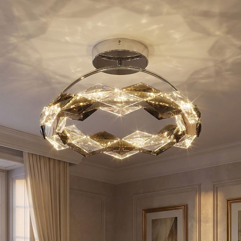 GLOBO LIGHTING LED Deckenleuchte, LED-Leuchtmittel fest verbaut, Neutralweiß, LED Deckenleuchte Metall Acryl verchromt Rauchoptik 24W 4000