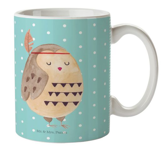 Mr. & Mrs. Panda Kinderbecher »Eule Federschmuck - Türkis Pastell