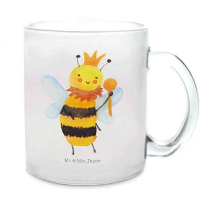 Mr. & Mrs. Panda Teeglas Biene König - Transparent - Geschenk, Teebecher, Tasse, Teeglas, Tass, Premium Glas, Außerordentliches Design
