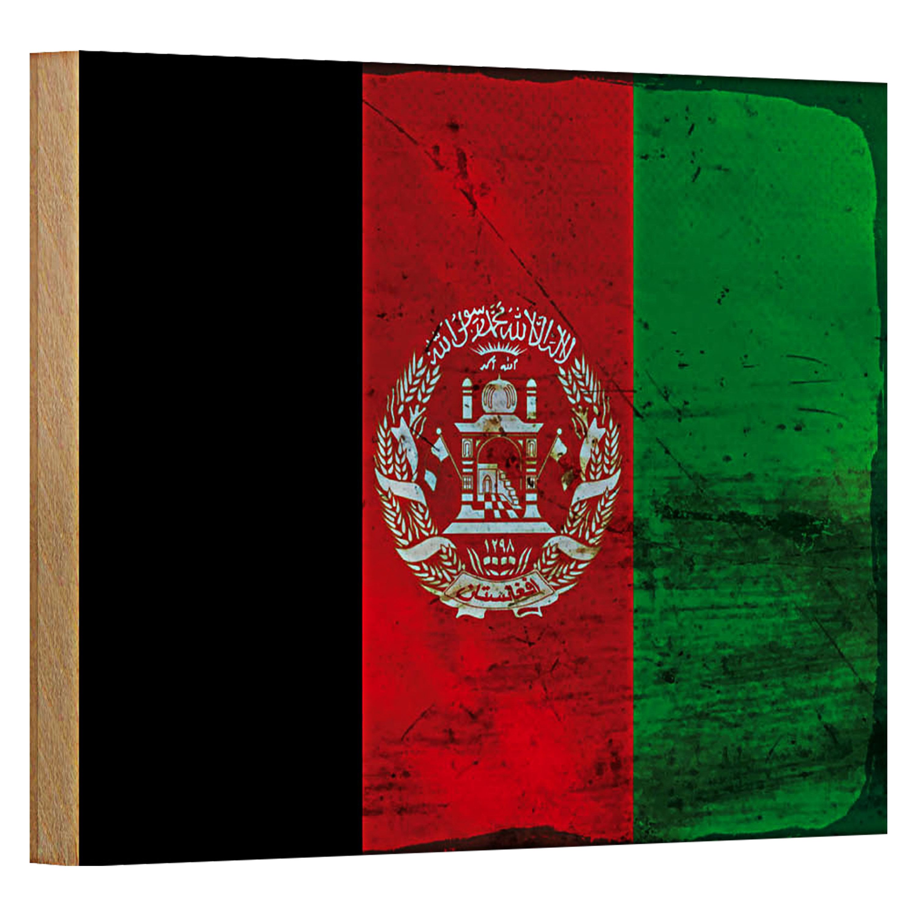 Roomando Holzbild Flagge Afghanistan 18x12cm Afghanistan Rost