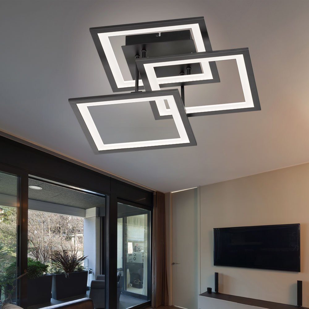 verbaut, Deckenleuchte fest Deckenleuchte, LED schwarz etc-shop Wohnzimmerlampe Designleuchte LED dimmbar LED-Leuchtmittel Modern