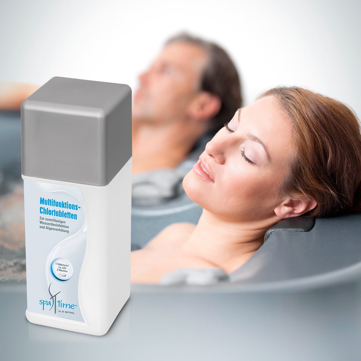 Bayrol Poolpflege SpaTime Multifunktions-Chlortabletten 20g 1 kg, (Whirlpool-Pflegeset), Zur zuverlässigen Wasserdesinfektion und Algenverhütung