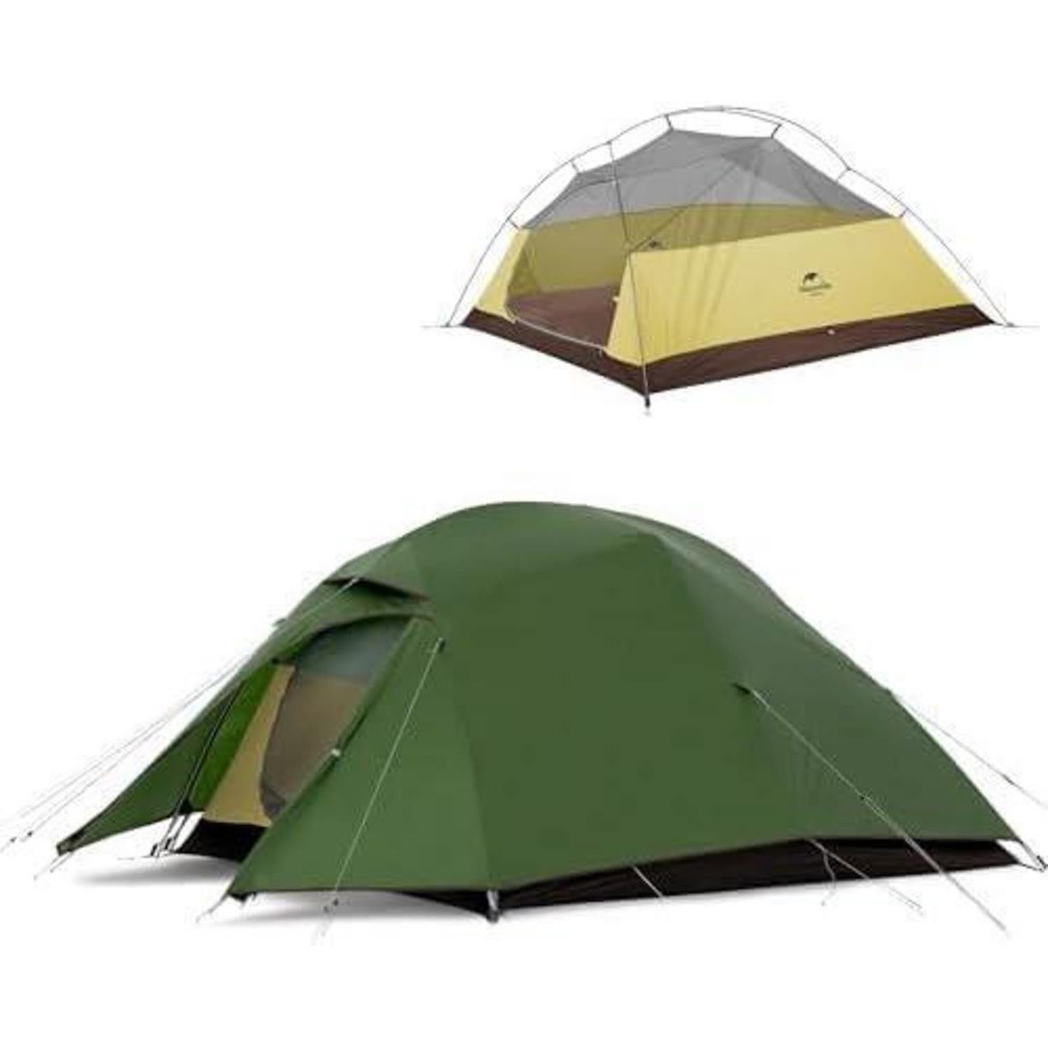 Igluzelt Zelt Ultraleicht 3 Personen Camping Wandern 20D Waldgrün Upgrade