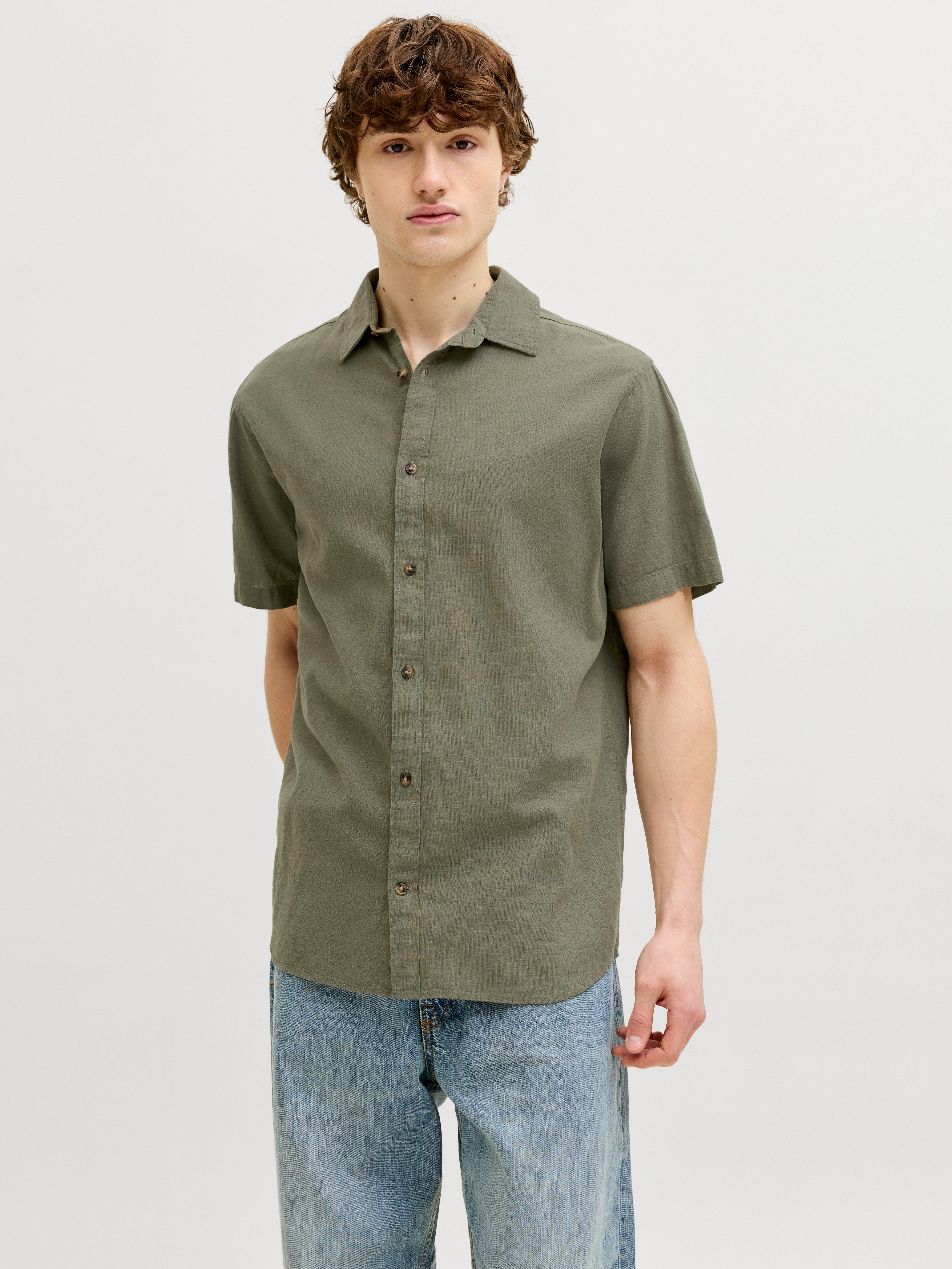 Jack & Jones Kurzarmhemd JJESUMMER LINEN BLEND SHIRT S/S SN Baumwolle mit L günstig online kaufen
