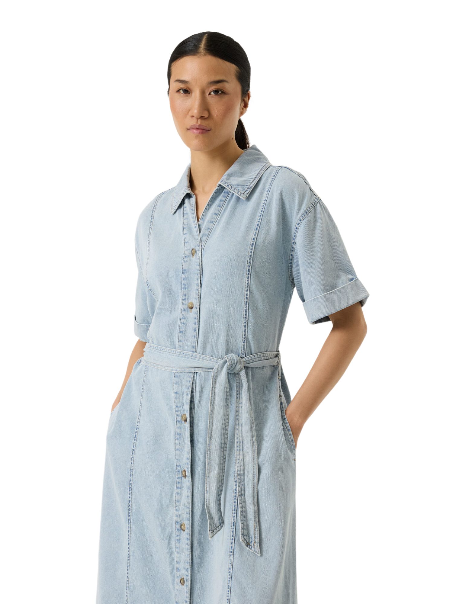 Garcia Partykleid blau,Casual,Baumwolle,Unifarben,Hemdblusenkragen,Kurz,Relaxed Fit