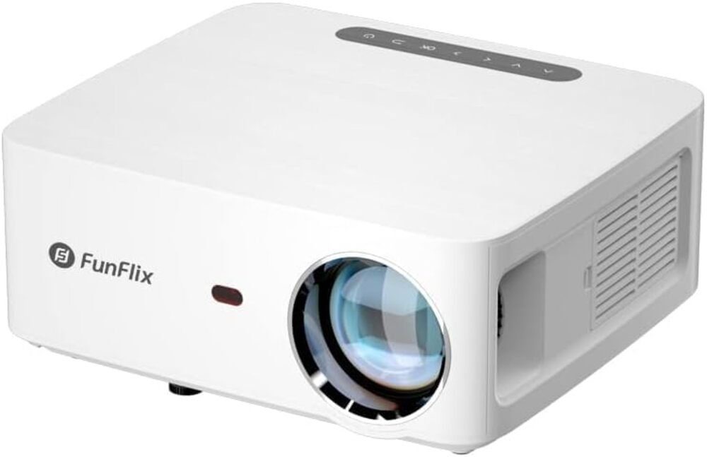 FunFlix WLAN Mini-Video Portabler Projektor (15000 lm, 15000:1, 1920x1080 px, Full HD, unterstützt 4 K 4P Keystone-Korrektur, 50 % Zoom)