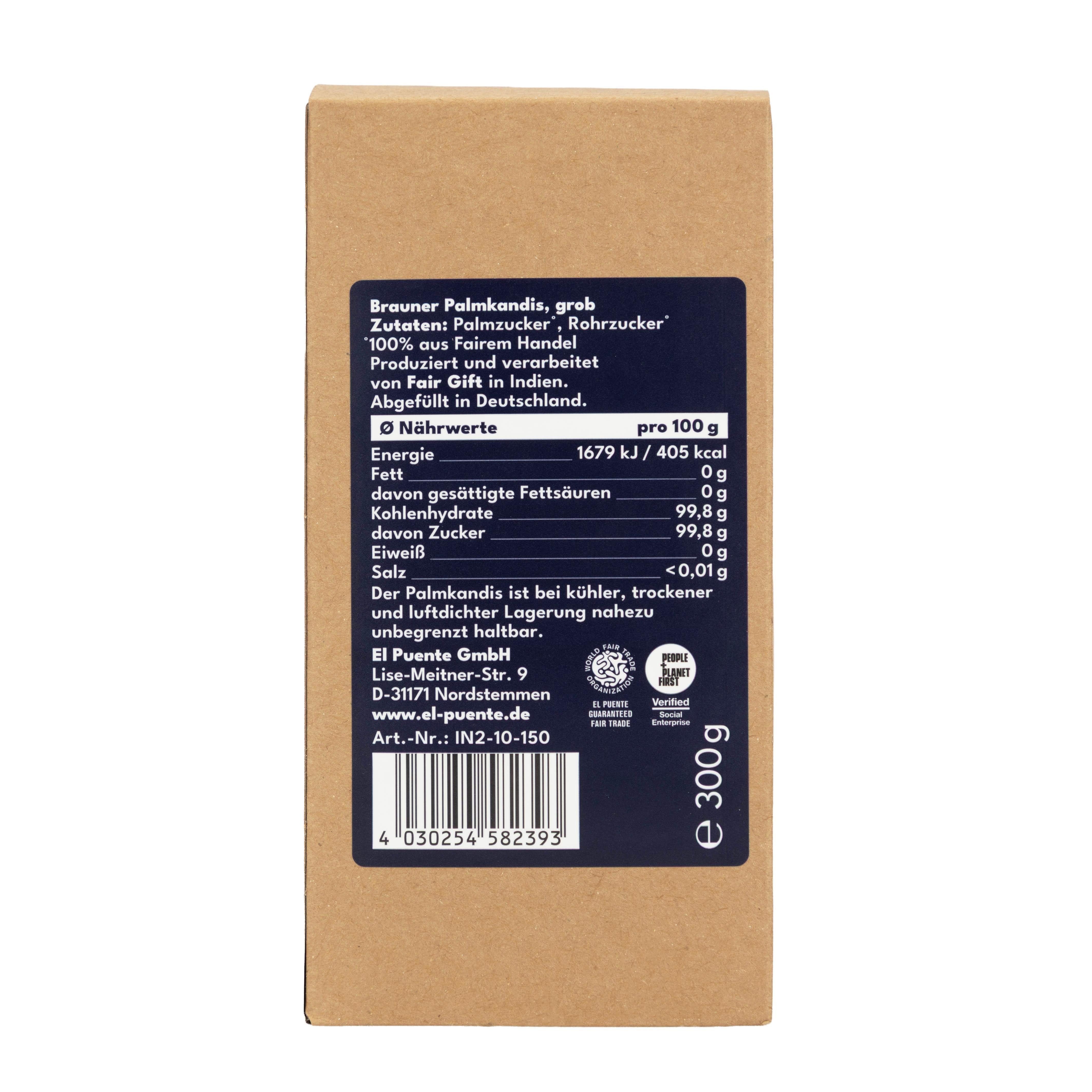 El Puente Zucker Brauner Palmkandis grob, Fair Trade, Vegan, Glutenfrei, Handmade