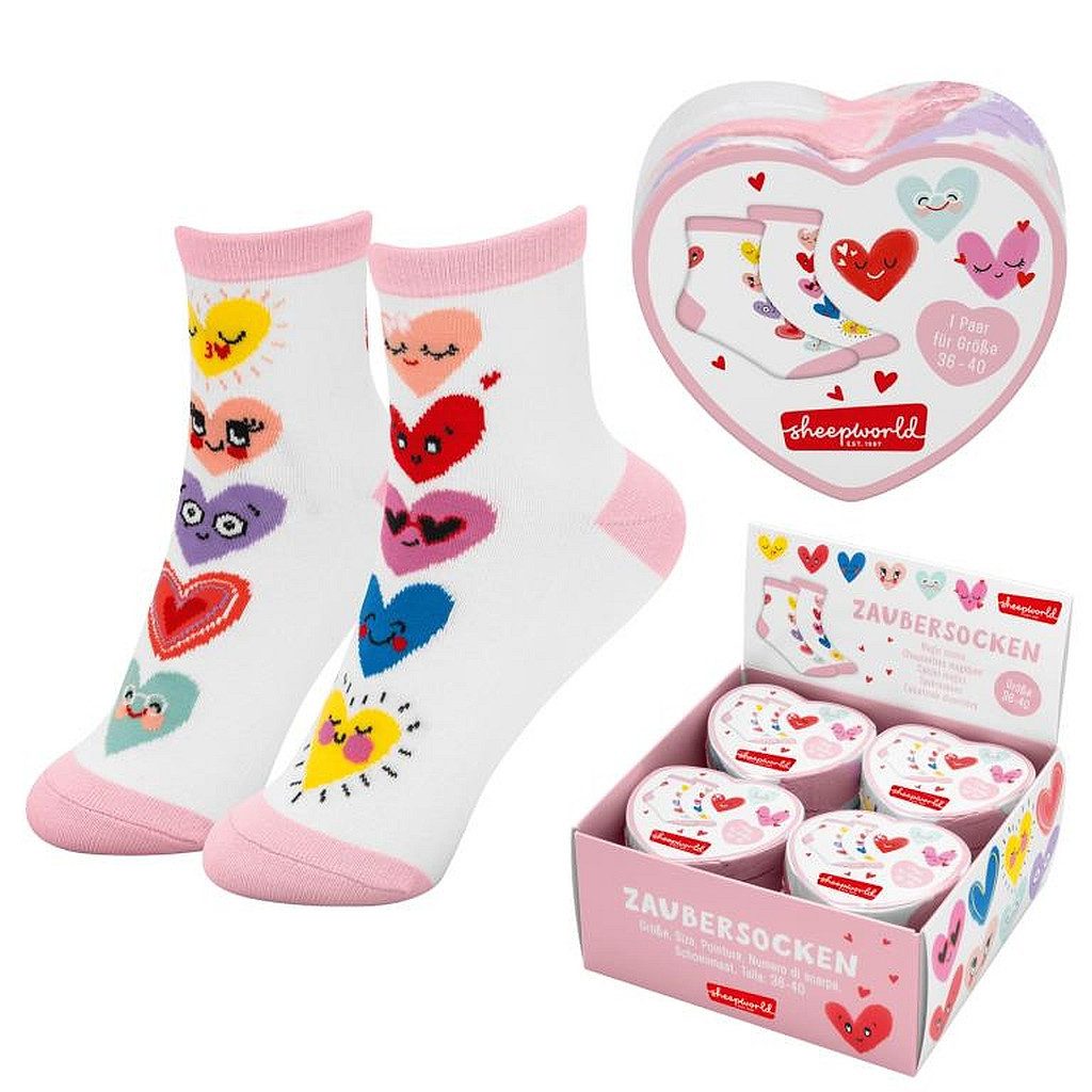 Sheepworld Socken Sheepworld Damen Socken Zaubersocken Gr 36-40 Geschenk HERZEN 74871