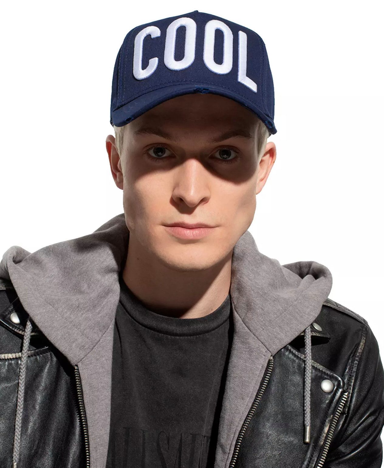 Dsquared2 Baseball Cap Basebalkappe Icon COOL Logo Kappe Mütze Hat Cap Distressed-Elemente, 6-Panel-Design, Verstellbarer Metallschnalle