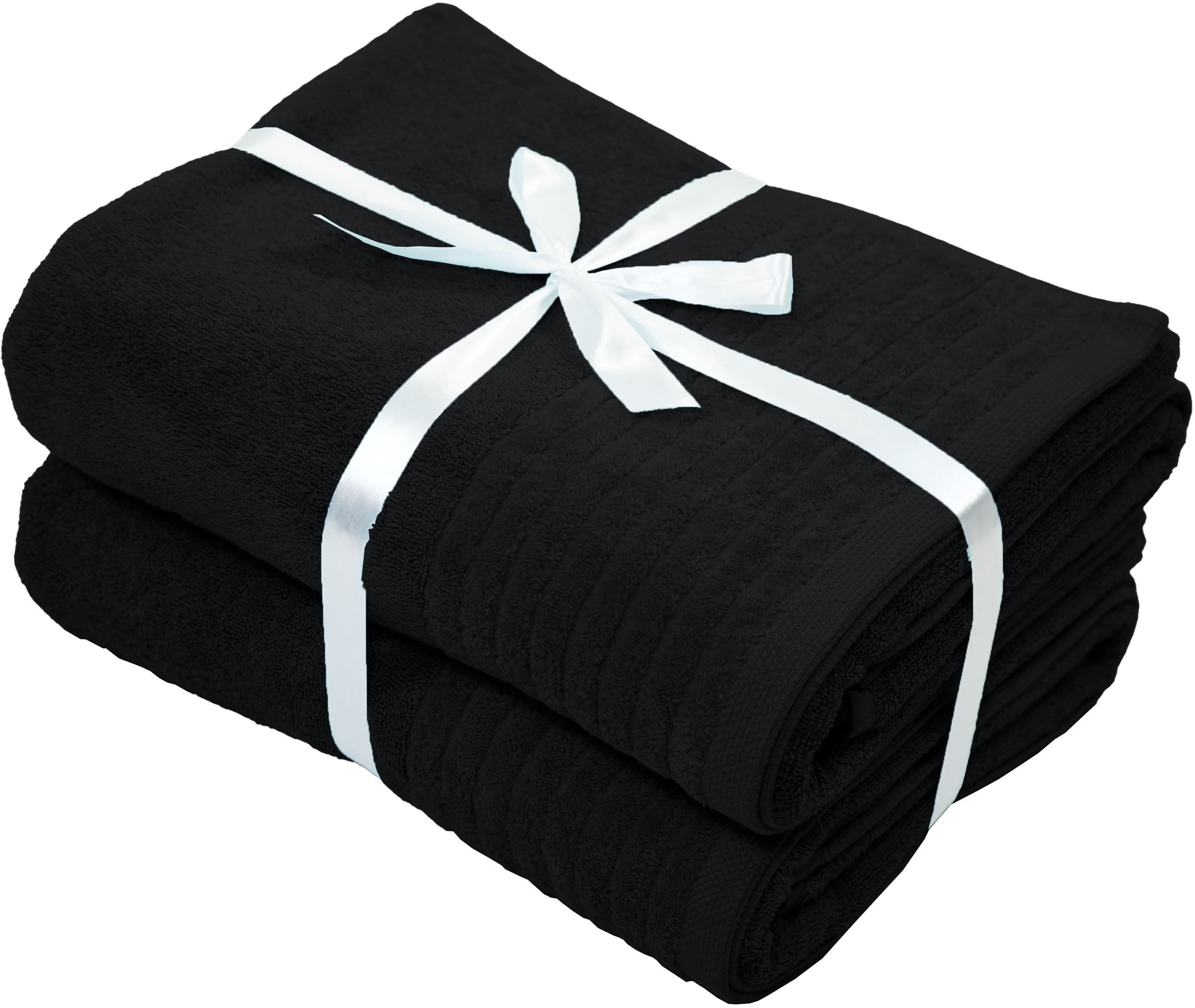 OTTO home Saunatuch Sanremo Premium, Premium Handtücher, 600 gr/m², 80x200cm, Frottier (Set, 2-St), Bordüre, einfarbig, flauschig, weich, dicke Qualität, 5 Jahre Garantie