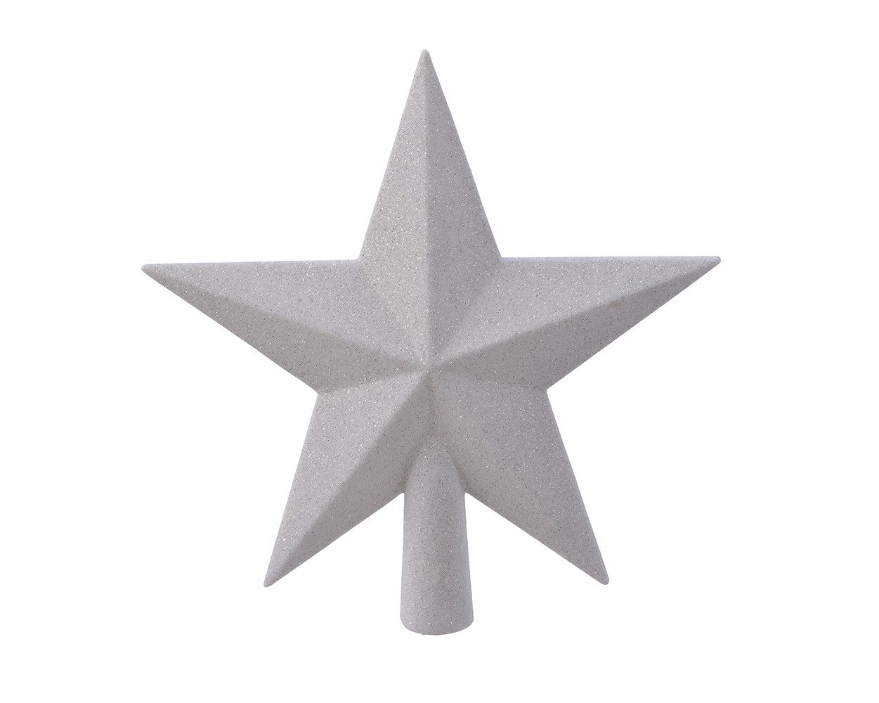 Kaemingk Christbaumspitze, Christbaumspitze Stern mit Glitzer 19cm Kunststoff - Winterweiss